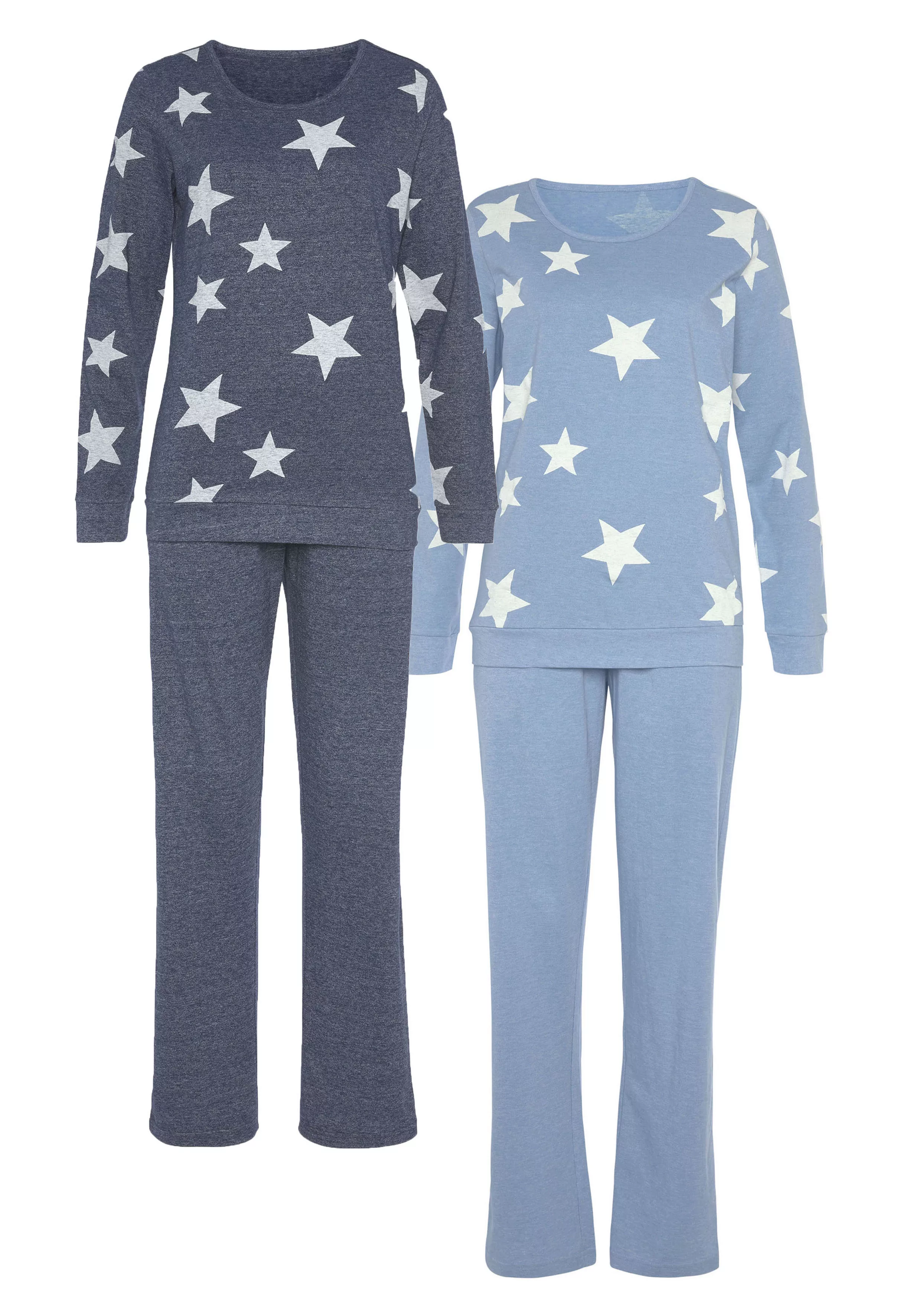 Vivance Dreams Pyjama, (4 tlg., 2 Stück), in melierter Optik mit Sternen günstig online kaufen