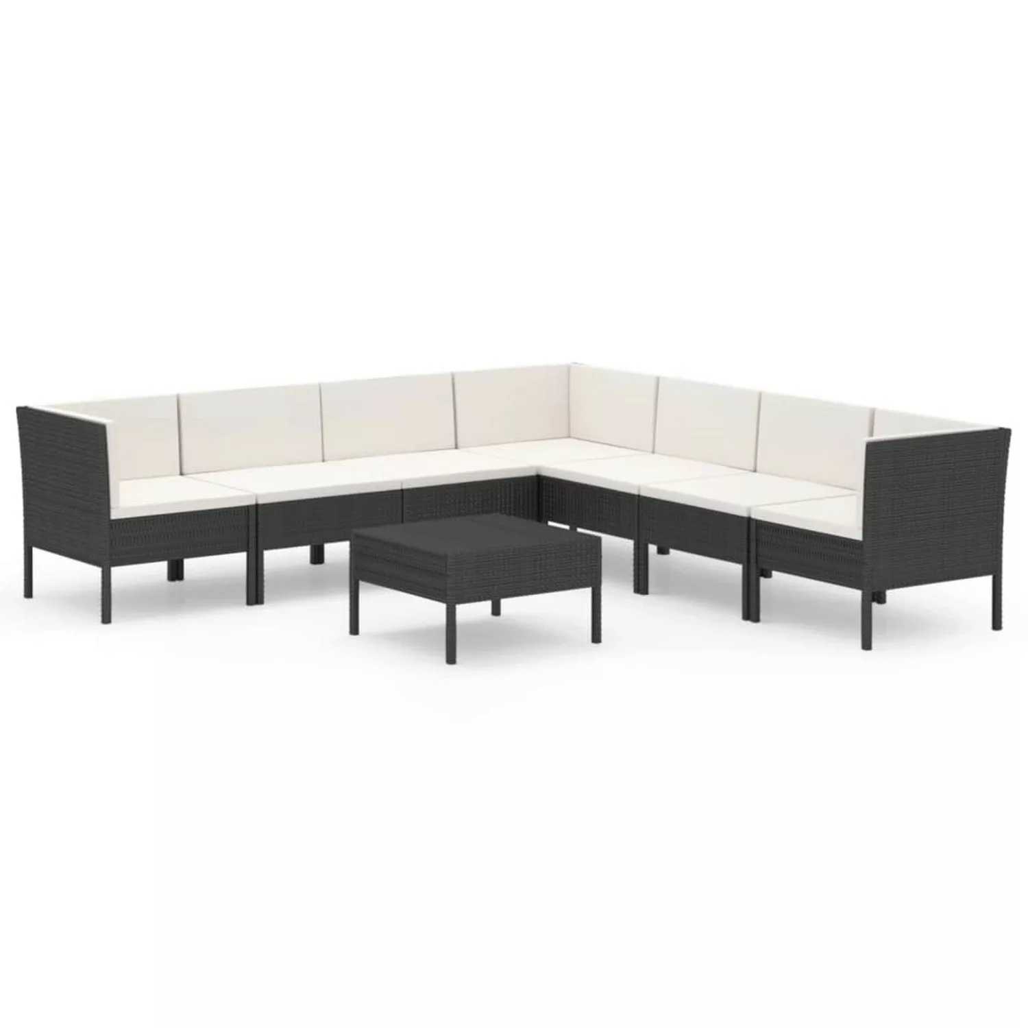 8-tlg. Garten-lounge-set Mit Auflagen Poly Rattan Schwarz günstig online kaufen