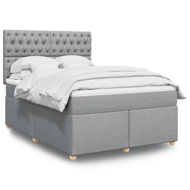 vidaXL Boxspringbett, Boxspringbett mit Matratze Hellgrau 140x190 cm Stoff günstig online kaufen