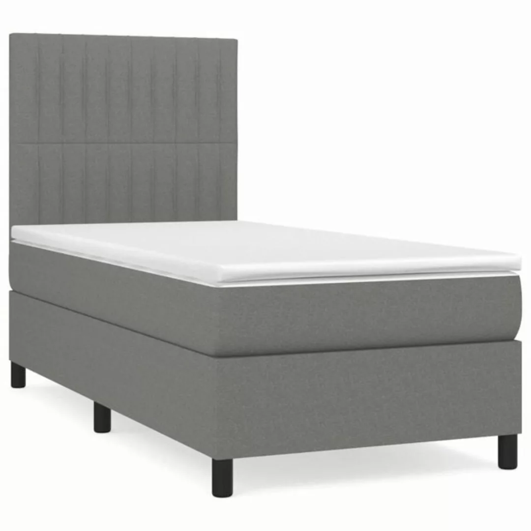 furnicato Bett Boxspringbett mit Matratze Dunkelgrau 80x200 cm Stoff (1-tlg günstig online kaufen