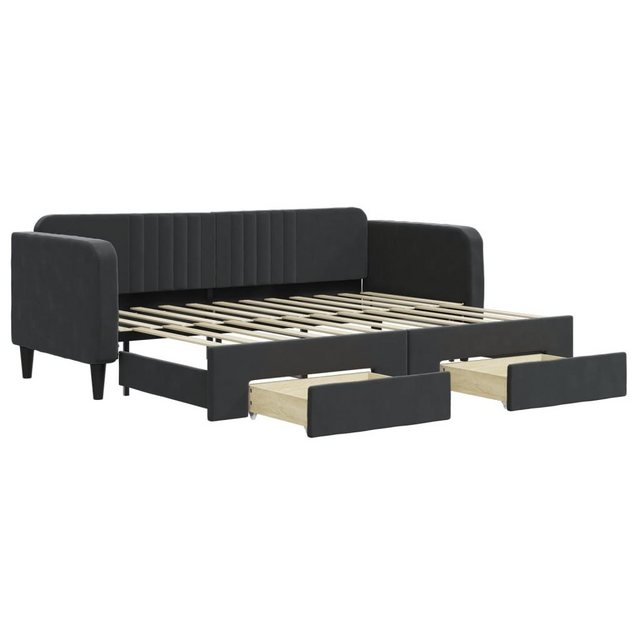 furnicato Bett Tagesbett Ausziehbar mit Schubladen Schwarz 80x200 cm Samt günstig online kaufen