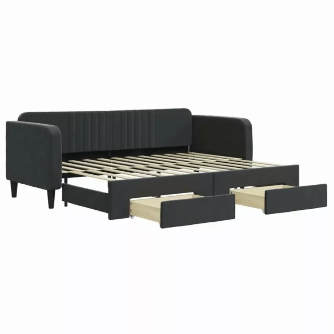 furnicato Bett Tagesbett Ausziehbar mit Schubladen Schwarz 80x200 cm Samt ( günstig online kaufen