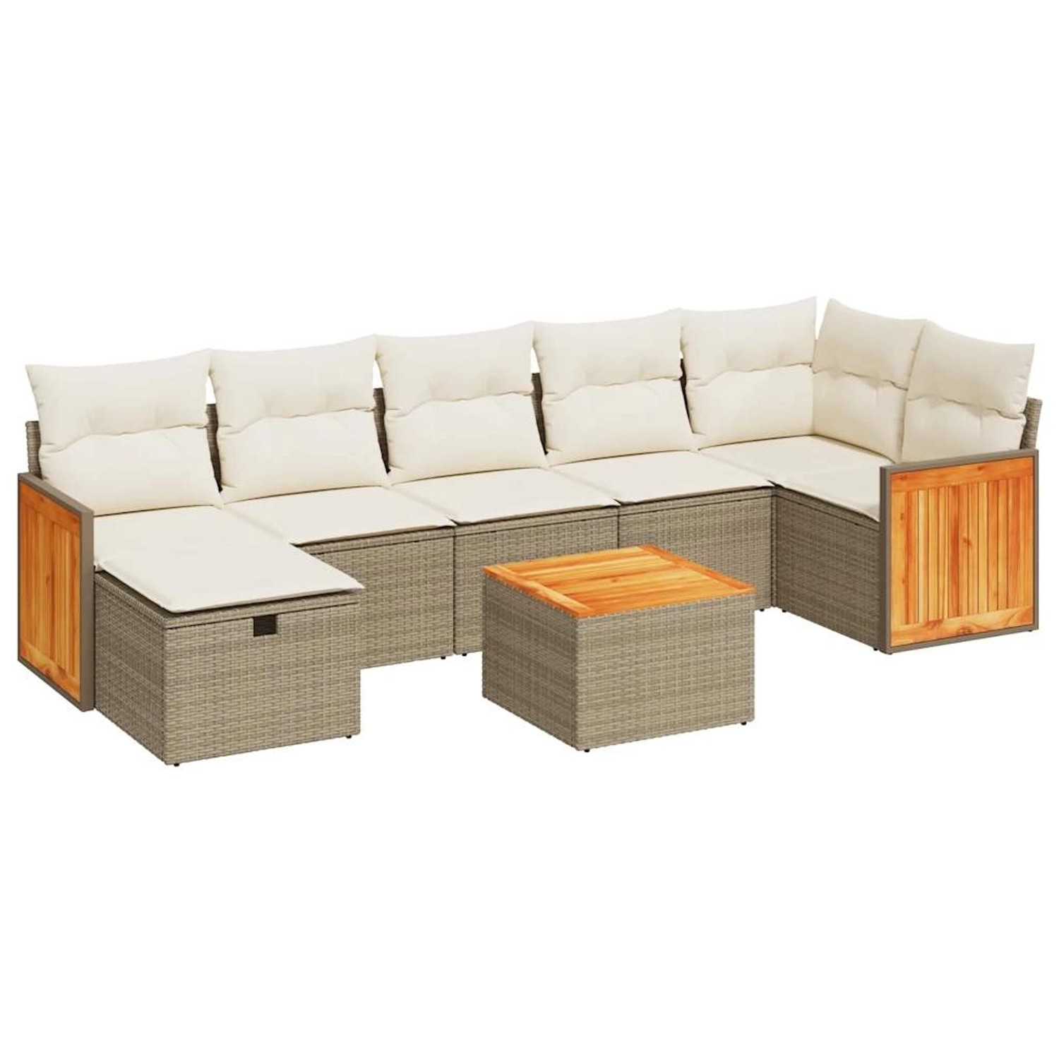 vidaXL 8-Tlg Garten-Sofagarnitur mit Kissen Beige Poly Rattan 3326048 günstig online kaufen