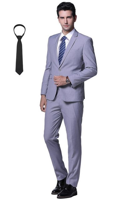 Allthemen Anzug (3 tlg, Sakko & Hose & Krawatte) Herren Slim Fit 3 Teilig A günstig online kaufen