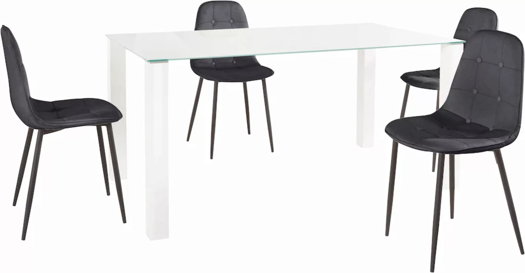 INOSIGN Essgruppe, (Set, 5 tlg.), mit Glastisch, Breite 160 cm günstig online kaufen