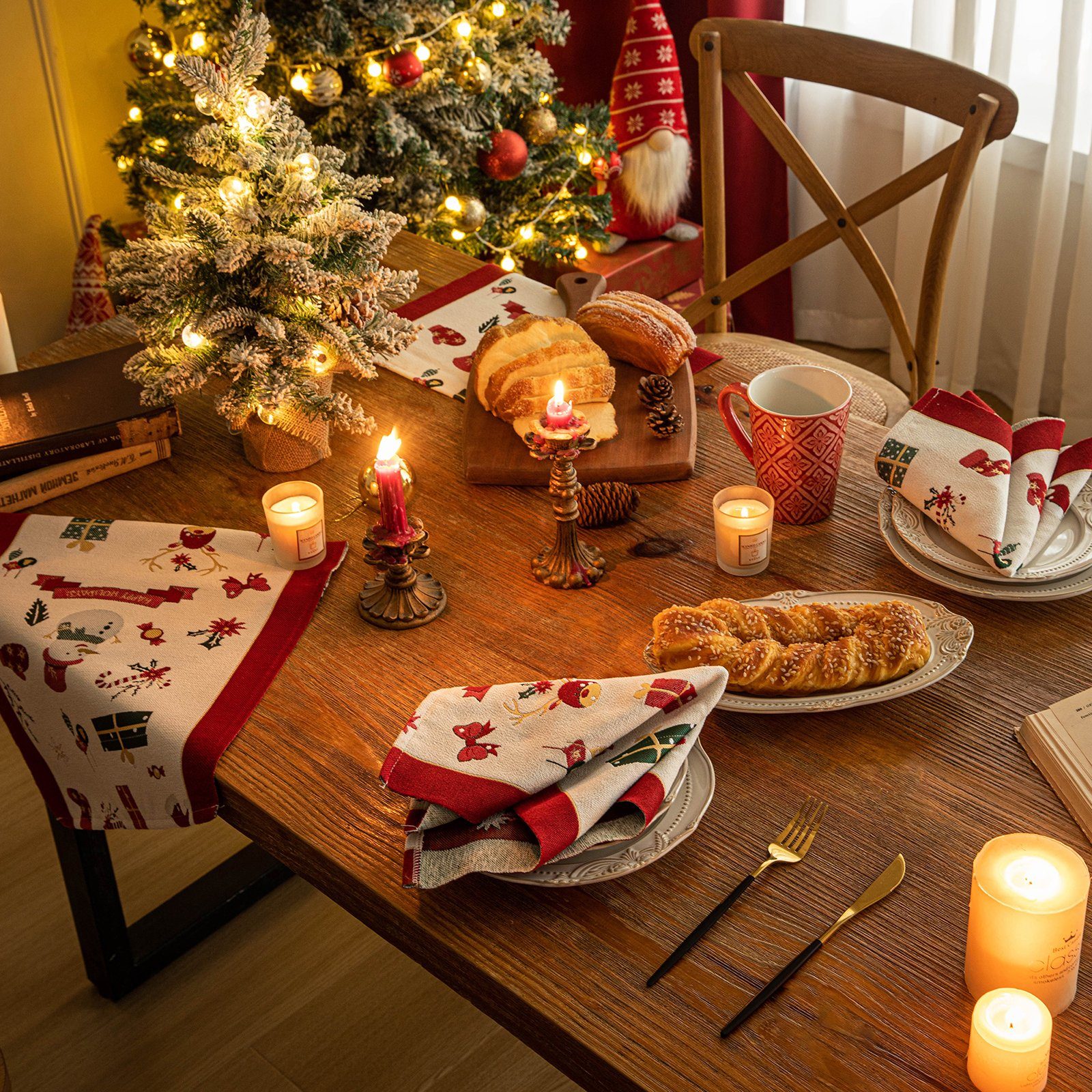Rosnek Tischläufer Weihnachtselemente, Tischset, für Party günstig online kaufen
