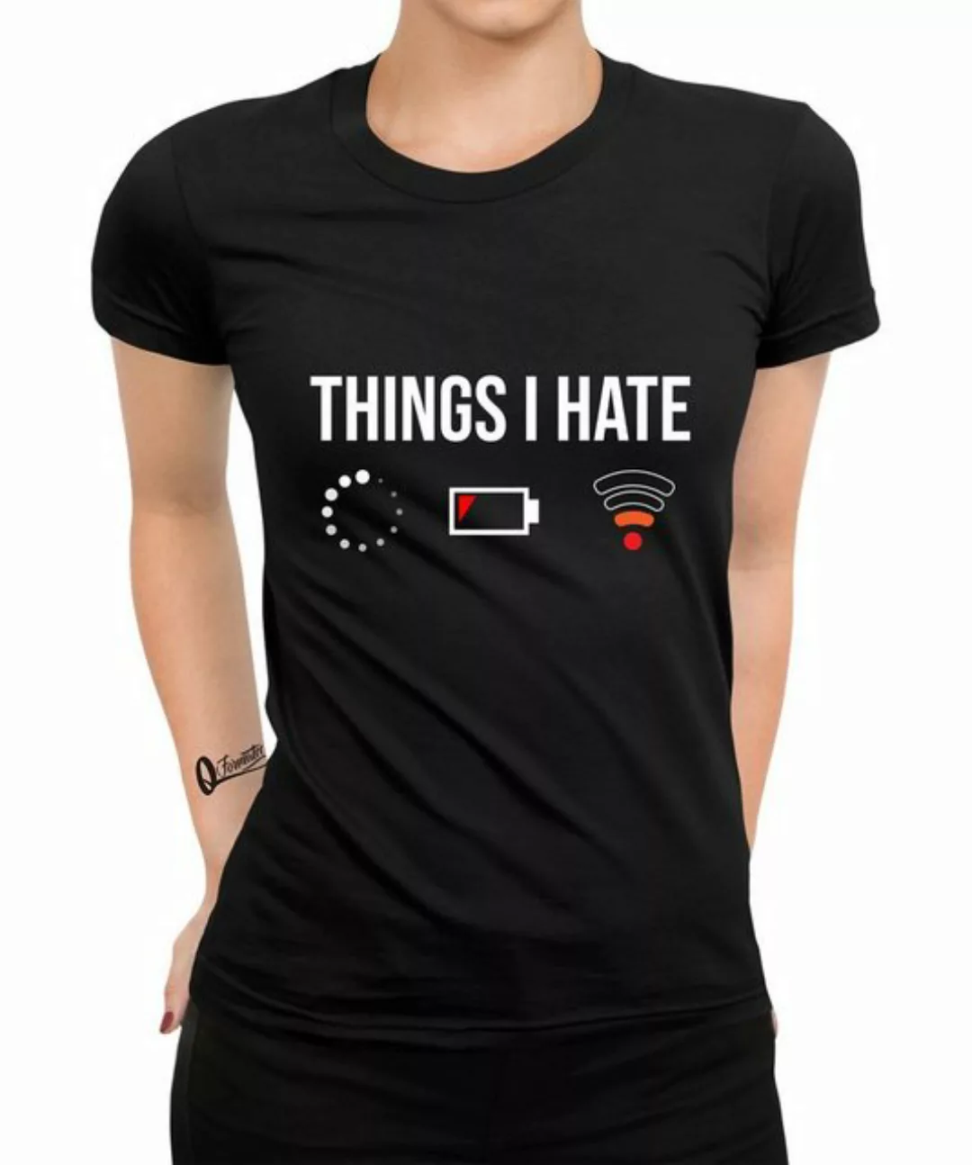 Quattro Formatee Kurzarmshirt Things I Hate - Gaming Gamer Zocken Damen T-S günstig online kaufen
