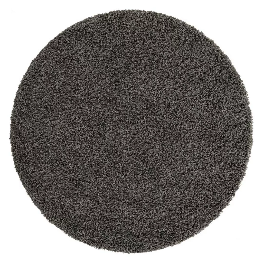 Runder Langflor Teppich in Dunkelgrau 120 cm oder 150 cm Durchmesser günstig online kaufen