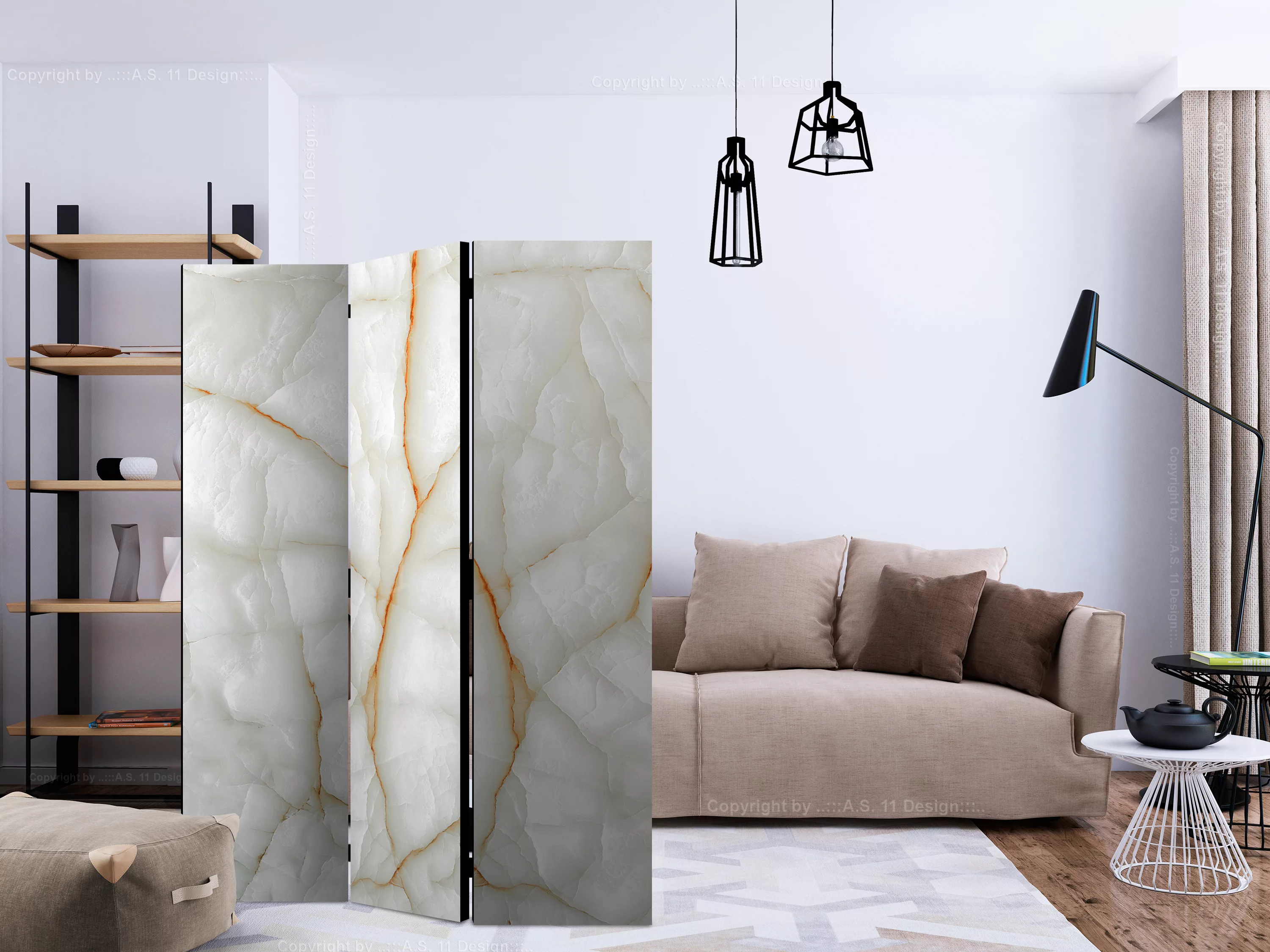 3-teiliges Paravent - White Marble [room Dividers] günstig online kaufen