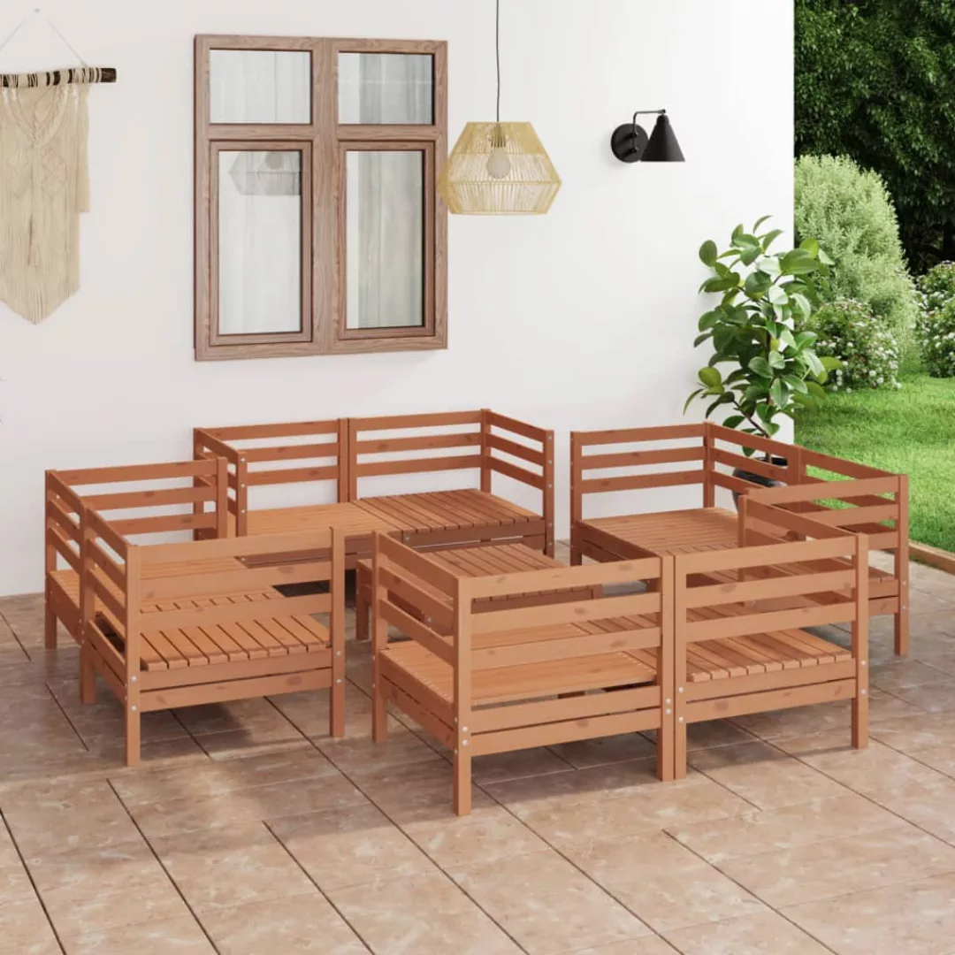 9-tlg. Garten-lounge-set Honigbraun Massivholz Kiefer günstig online kaufen