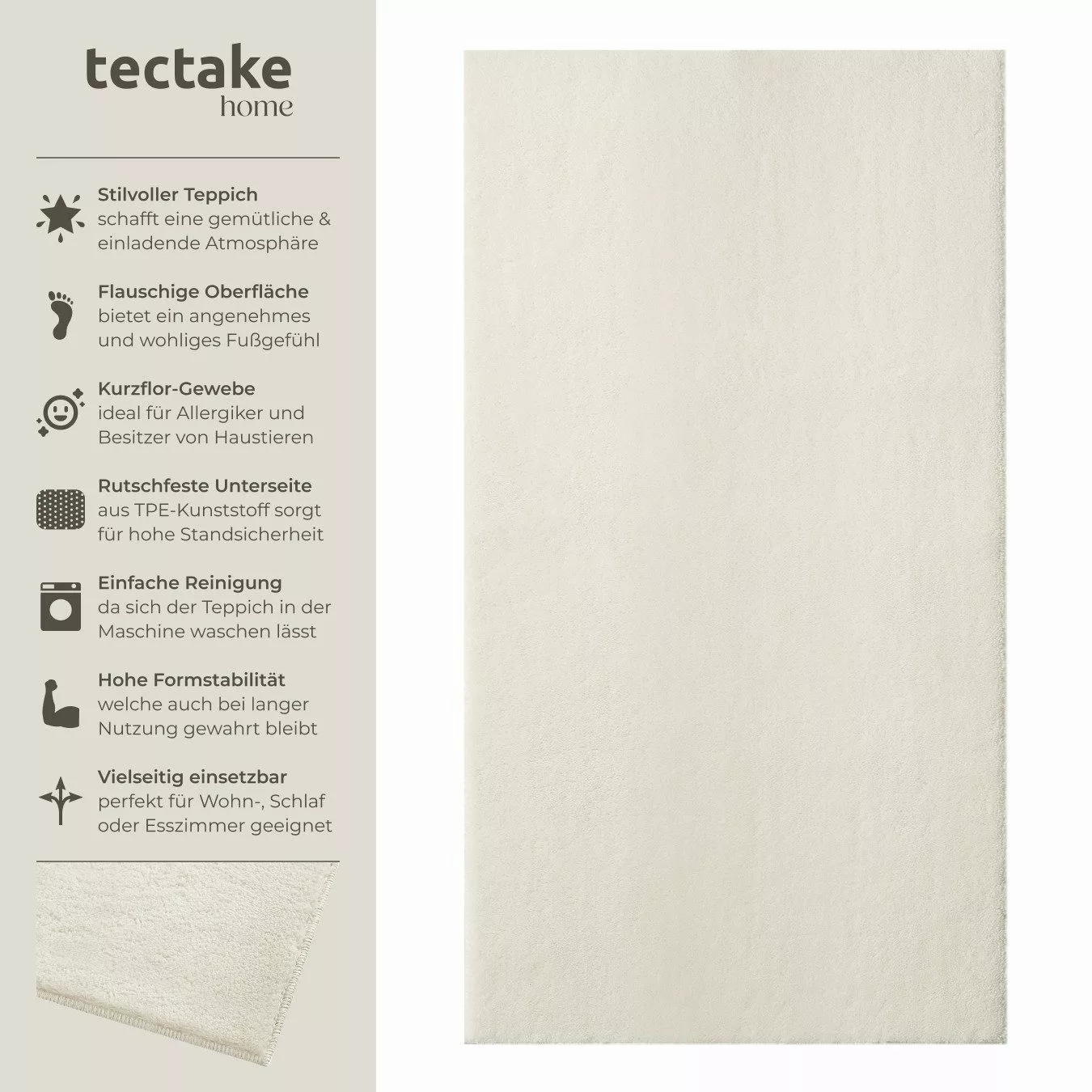 tectake Teppich Kurzflorteppich, Rechteck, Höhe: 1,50 günstig online kaufen
