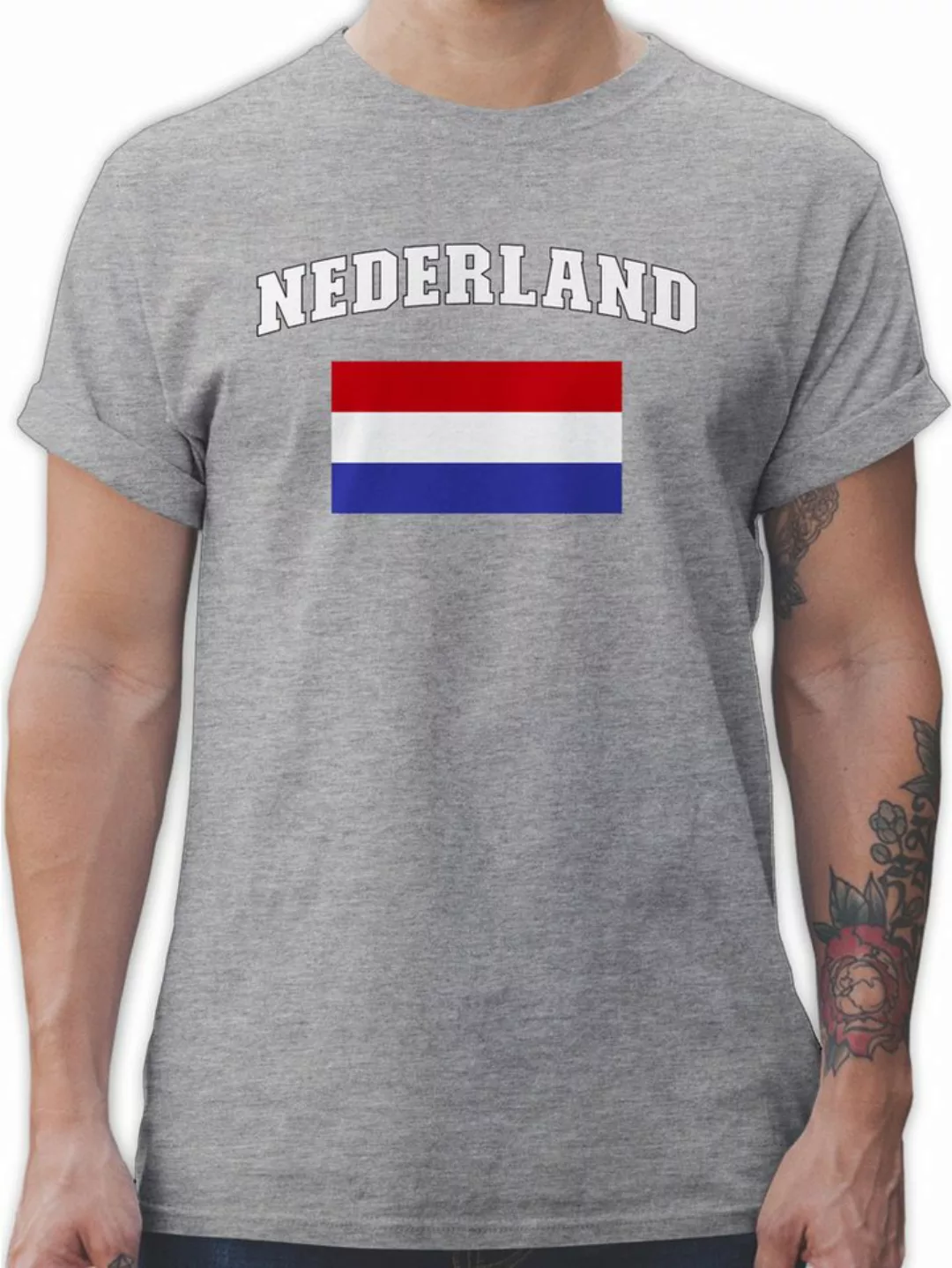 Shirtracer T-Shirt Nederland Schriftzug mit Flagge, Holland, Niederlande, N günstig online kaufen