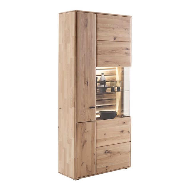 Lomadox Vitrine GALWAY-05 Vitrinenschrank mit Beleuchtung, Eiche massiv geö günstig online kaufen