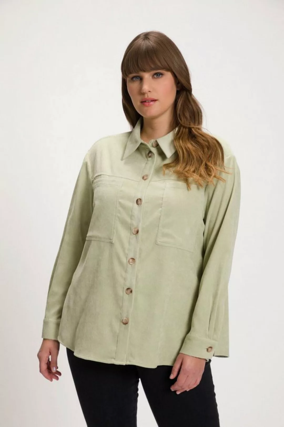 Ulla Popken Longbluse Cordbluse Oversized Hemdkragen Langarm günstig online kaufen