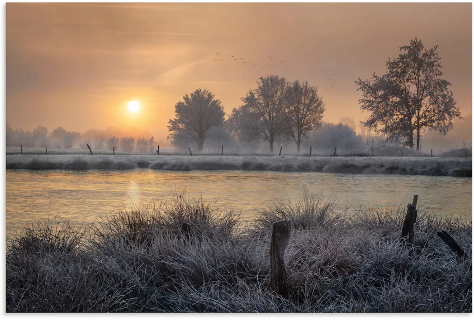 Artland Wandbild "Ein Wintertag beginnt", Bilder vom Sonnenuntergang & -auf günstig online kaufen