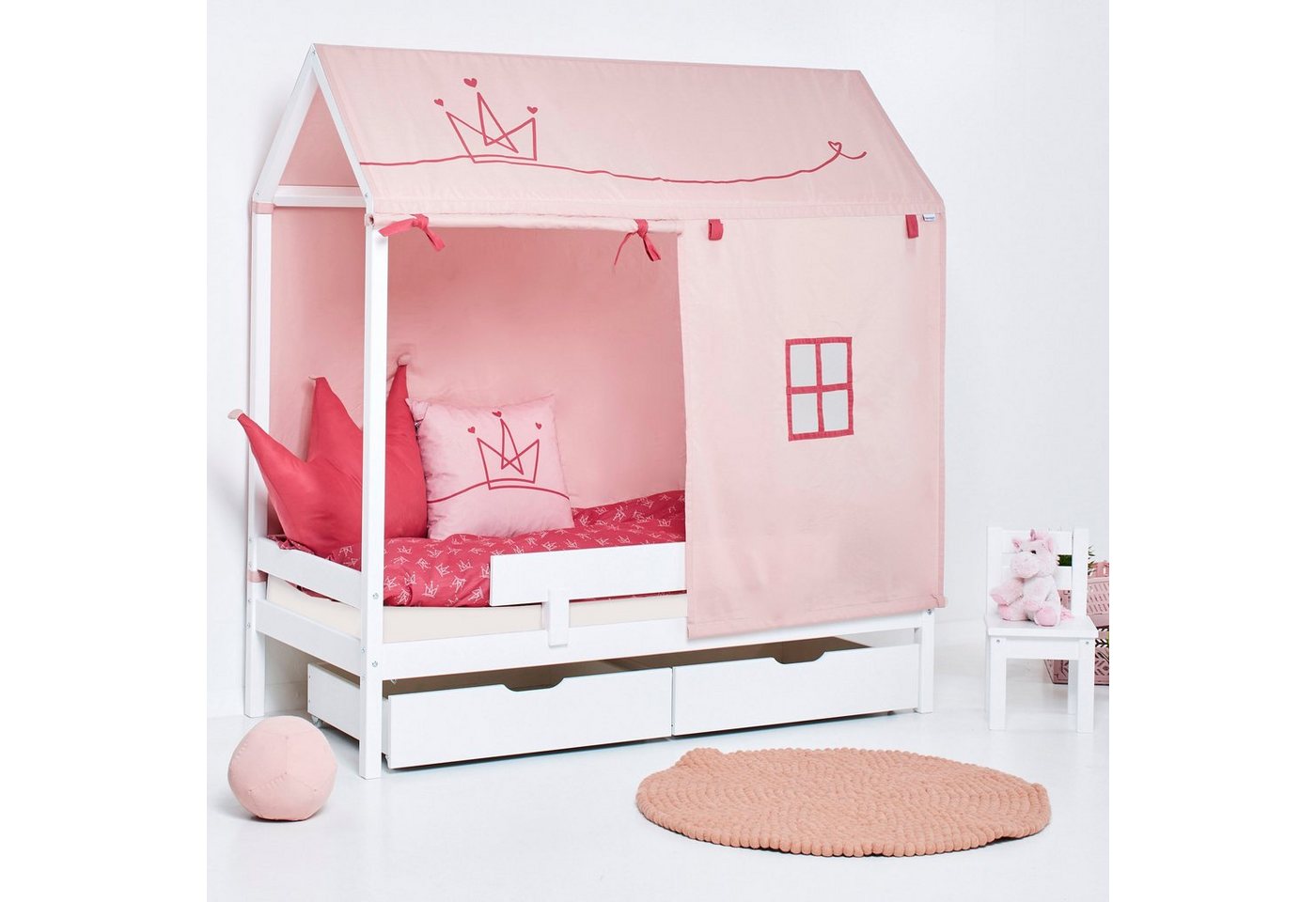 Hoppekids Kinderbett ECO Dream, Hausbett mit Dach wahlweise mit Rausfallsch günstig online kaufen