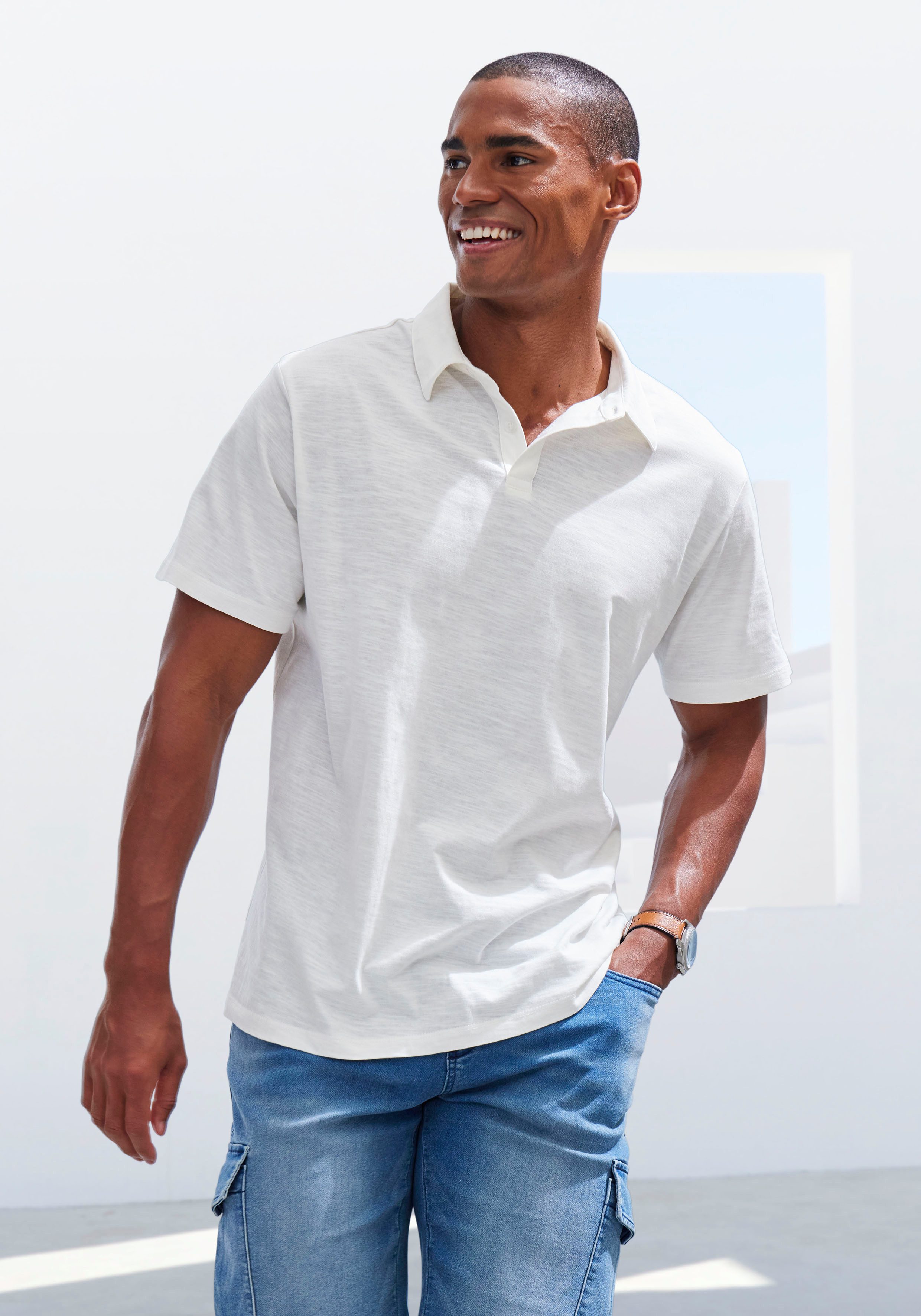 John Devin Poloshirt "mit Slub-Garn Struktur", (Packung, 2 tlg., 2er-Pack), günstig online kaufen
