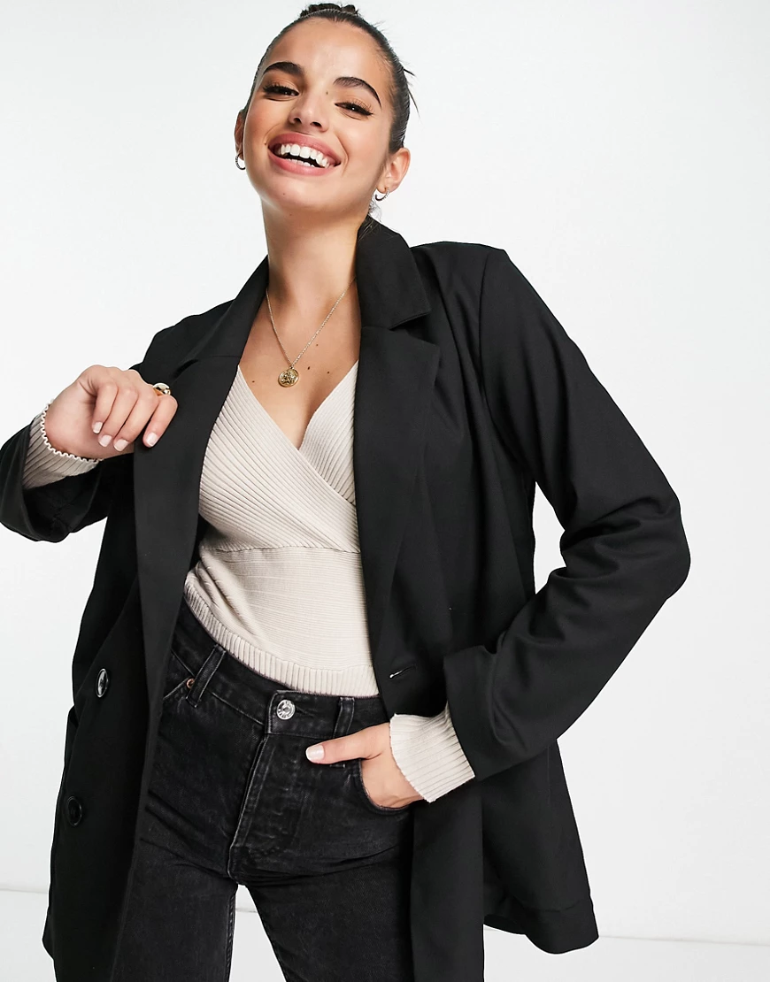 Monki – Twiggy – Zweireihiger Blazer aus recyceltem Material mit lockerem S günstig online kaufen