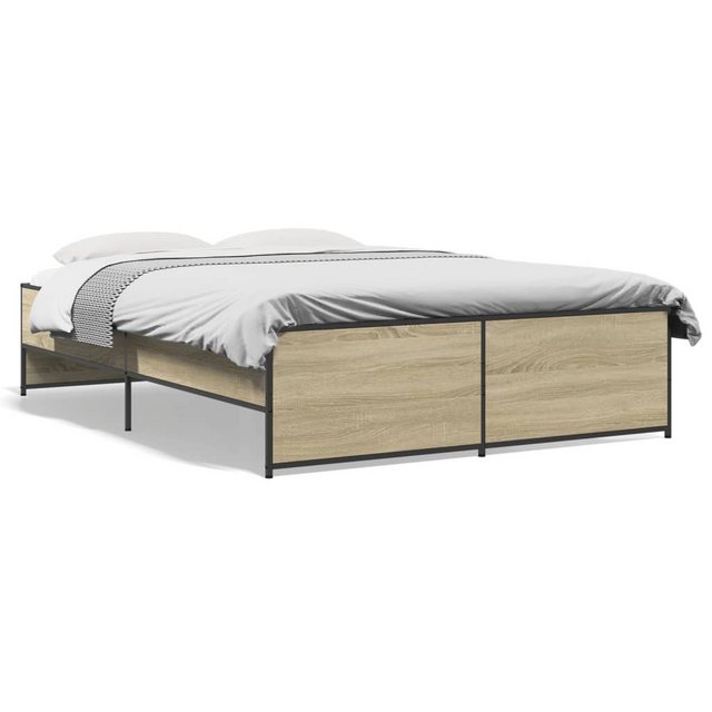 vidaXL Bett Bettgestell Sonoma-Eiche 120x190 cm Holzwerkstoff und Metall günstig online kaufen