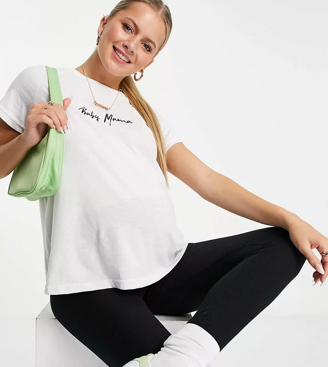 In The Style x Dani Dyer – Umstandsmode – T-Shirt mit Motiv in Weiß günstig online kaufen