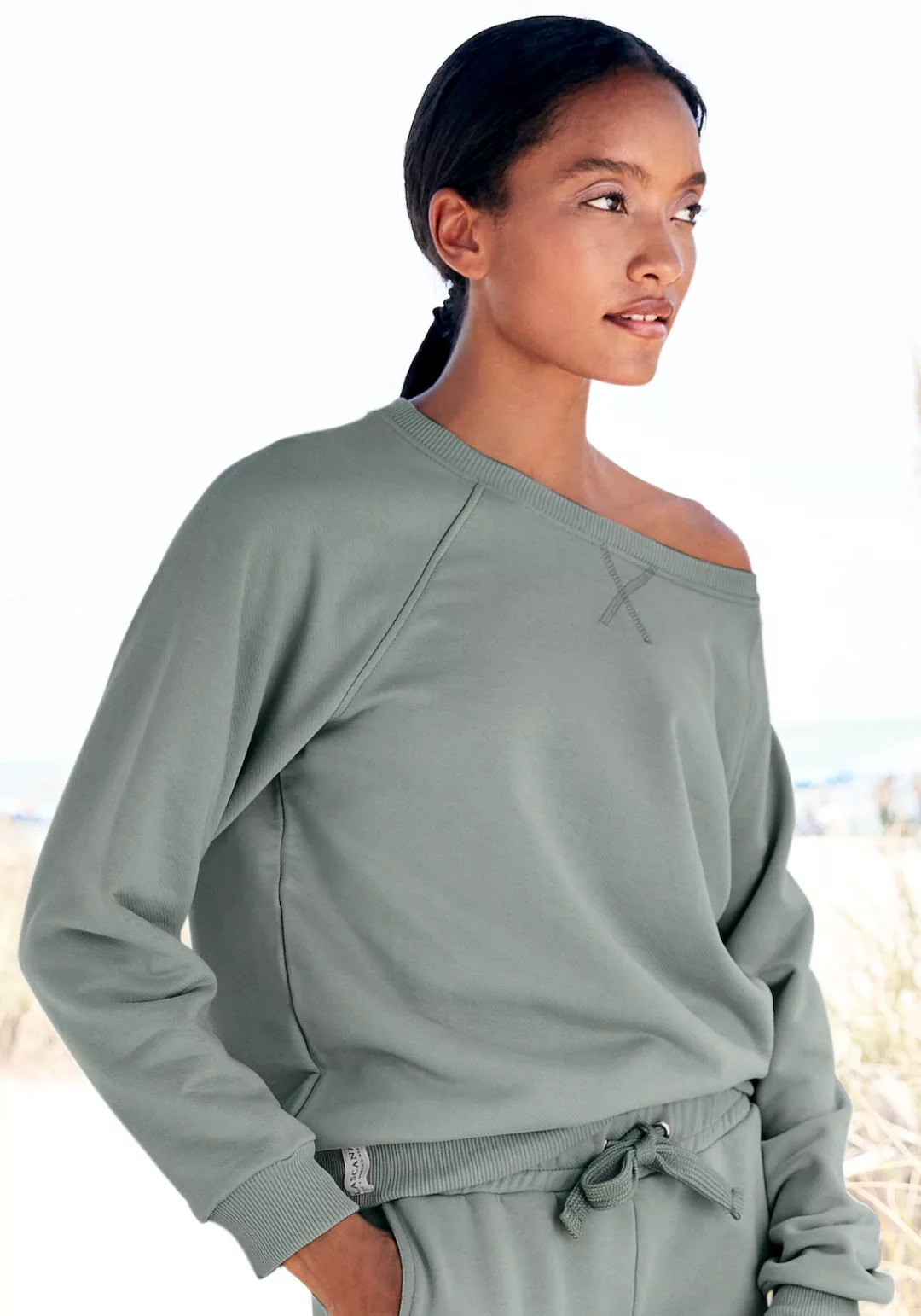 LASCANA Sweatshirt -Loungeshirt aus organischer Baumwolle, Loungeanzug günstig online kaufen