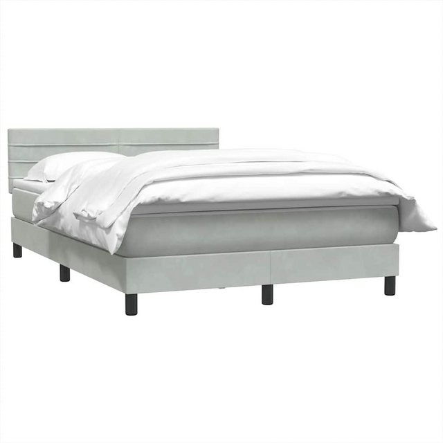 vidaXL Bett Boxspringbett mit Matratze Hellgrau 140x220 cm Samt günstig online kaufen