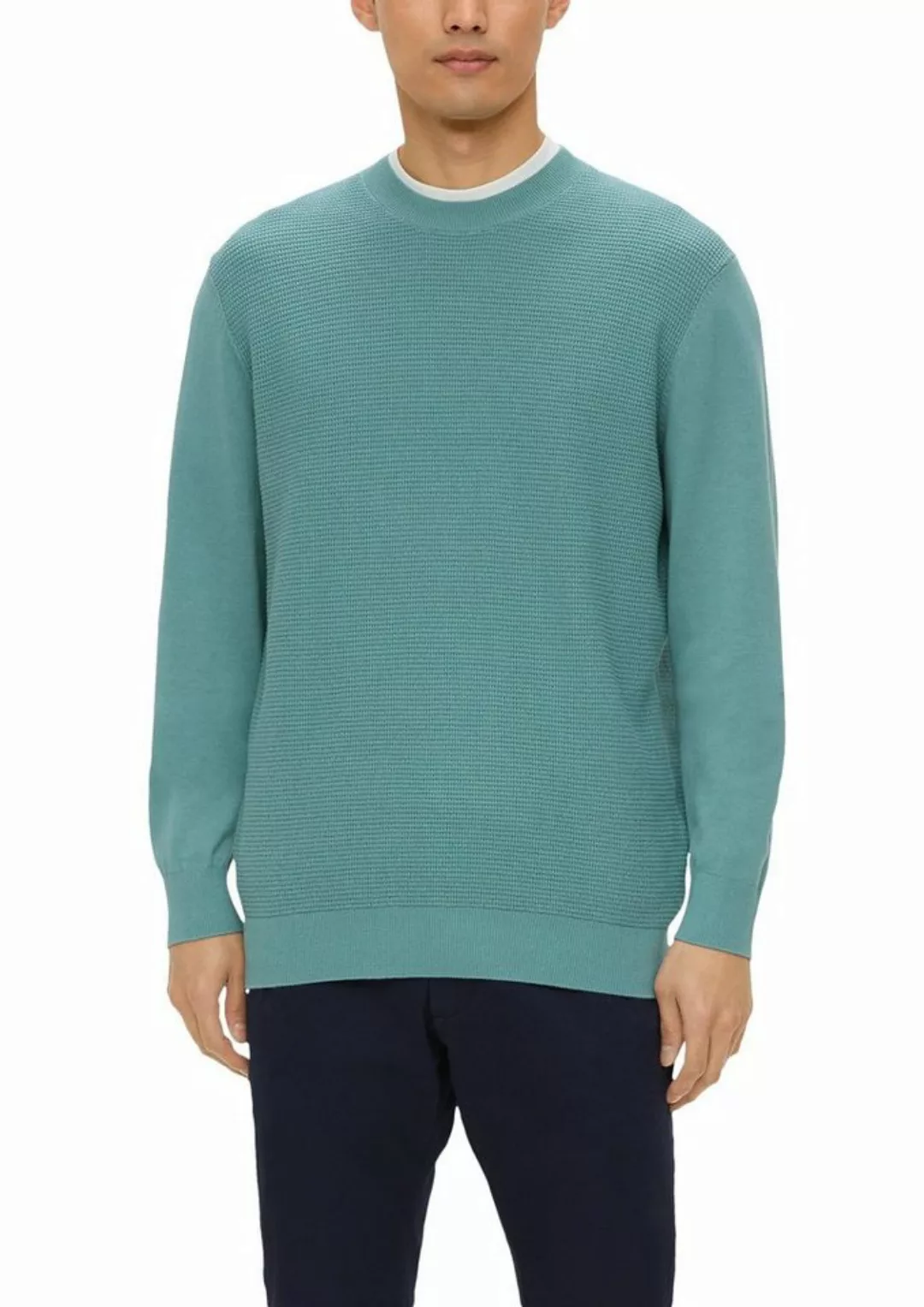 s.Oliver Strickpullover Waffelpiqué-Muster günstig online kaufen