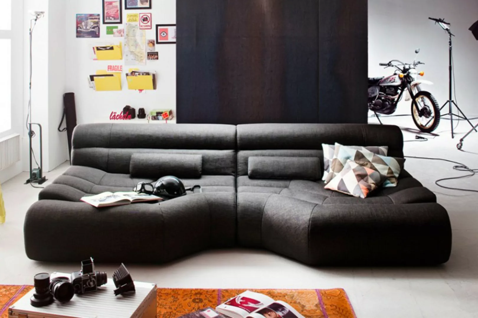 KAWOLA Big Sofa TARA Wohnlandschaft Stoff grau 292x75x148cm (B/H/T) günstig online kaufen