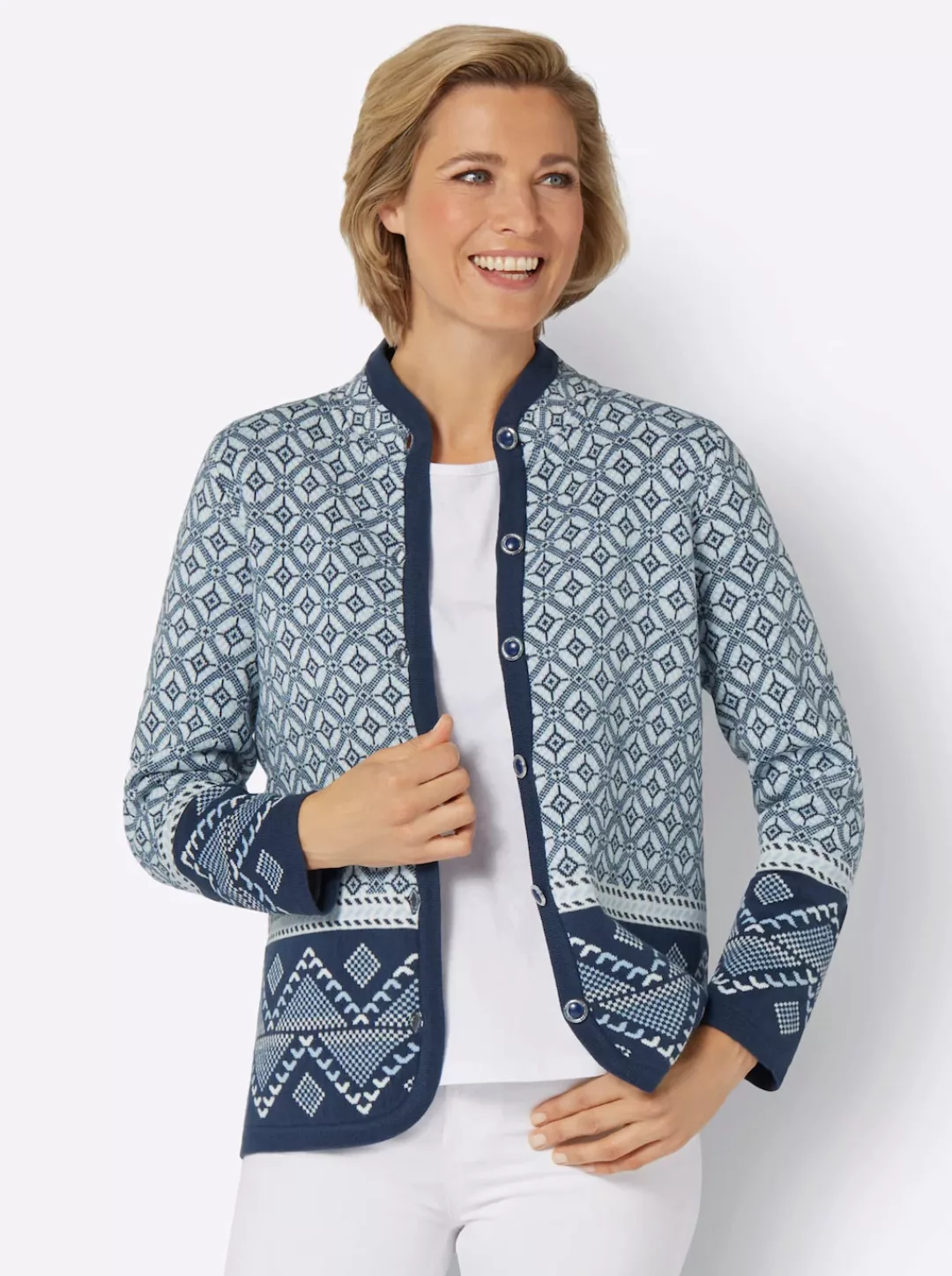 Classic Basics Jacquardstrickjacke günstig online kaufen