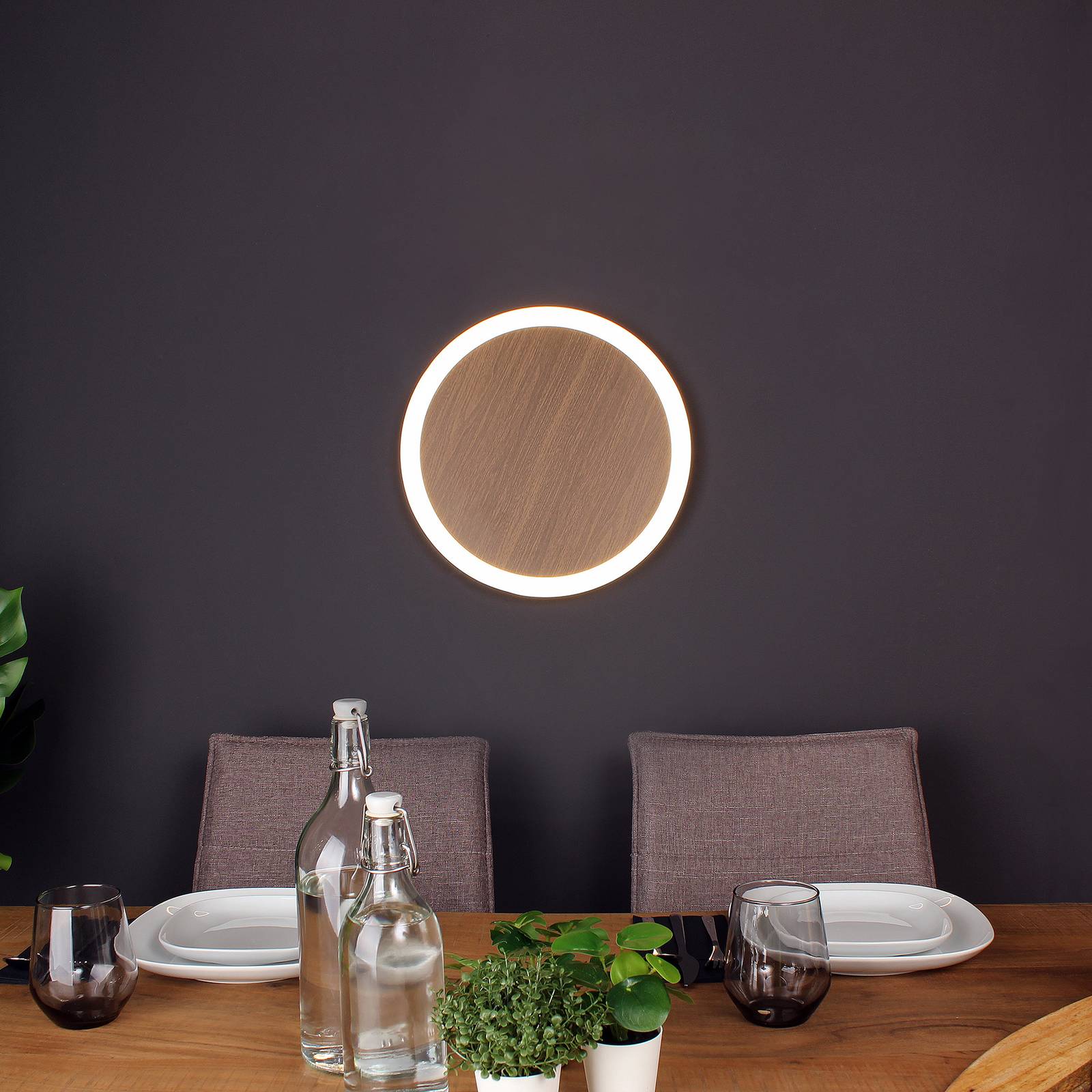 LED-Wandleuchte Morton 3-Step-dim Holzoptik 40 cm günstig online kaufen
