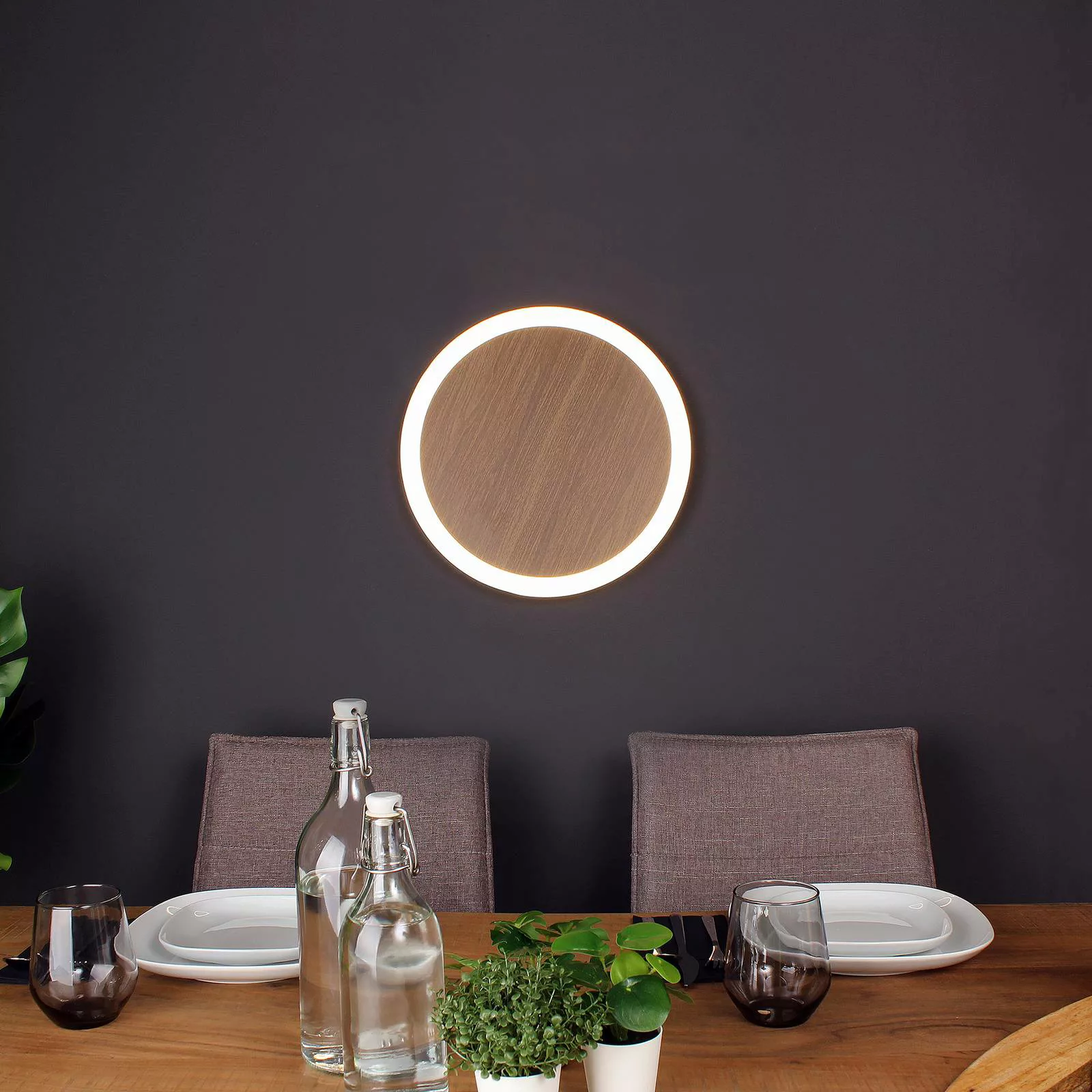 LED-Wandleuchte Morton 3-Step-dim Holzoptik 40 cm günstig online kaufen