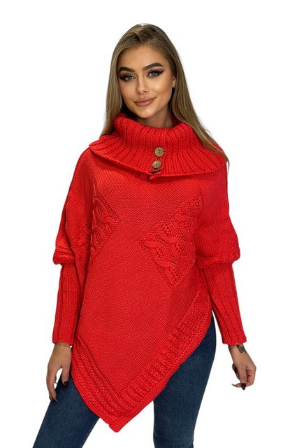 Mississhop Strickponcho Poncho Strick Sweatshirt Pullover Umhang Überwurf M günstig online kaufen