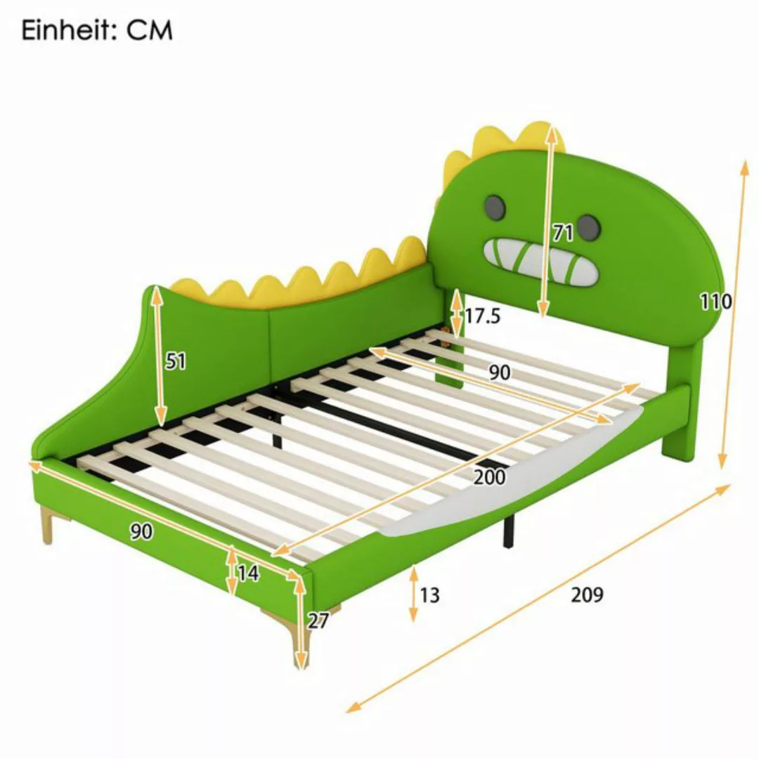 PFCTART Kinderbett 90*200cm Kinderbett Cartoon Dinosaurier Form Flachbett ( günstig online kaufen