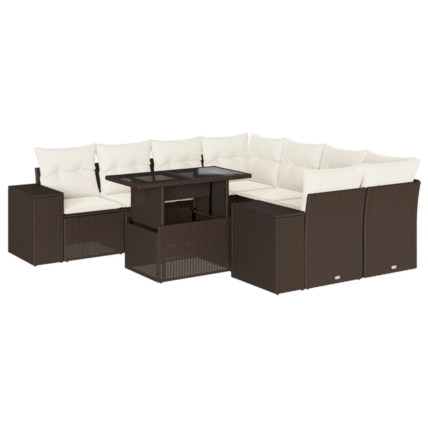 vidaXL 9-Tlg Garten-Sofagarnitur mit Kissen Braun Poly Rattan 3269063 günstig online kaufen