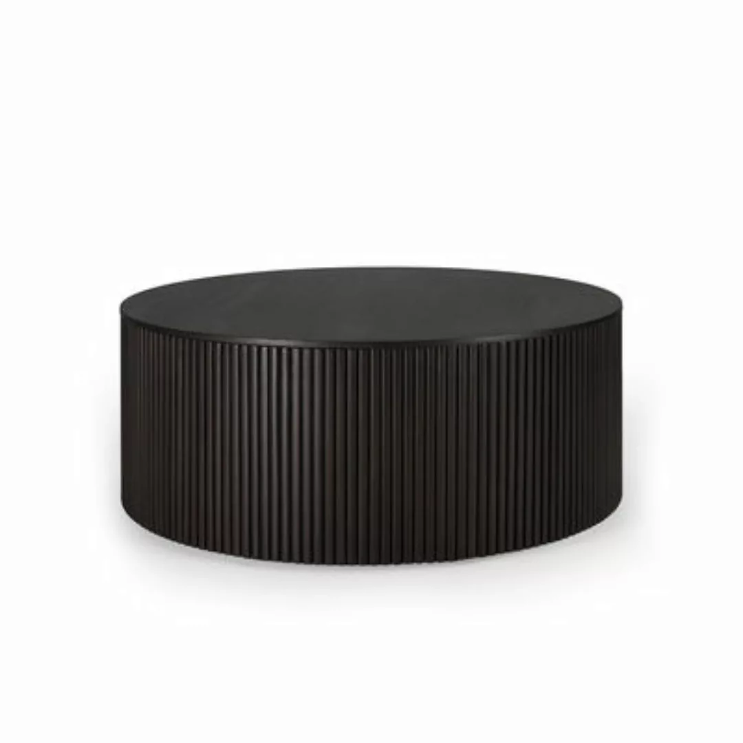 Couchtisch Roller Max schwarz holz natur / Kasten - Ø 80 x H 30 cm / Mahago günstig online kaufen