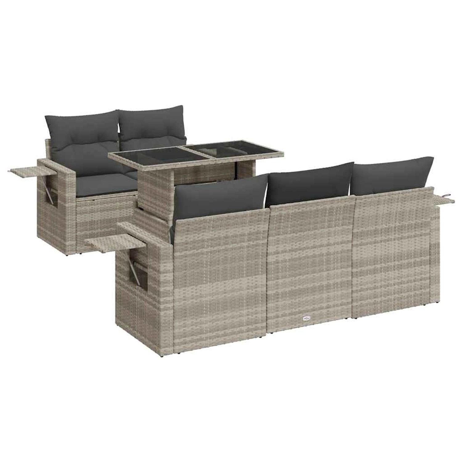 vidaXL 6-Tlg Garten-Sofagarnitur mit Kissen Hellgrau Poly Rattan 3326413 günstig online kaufen