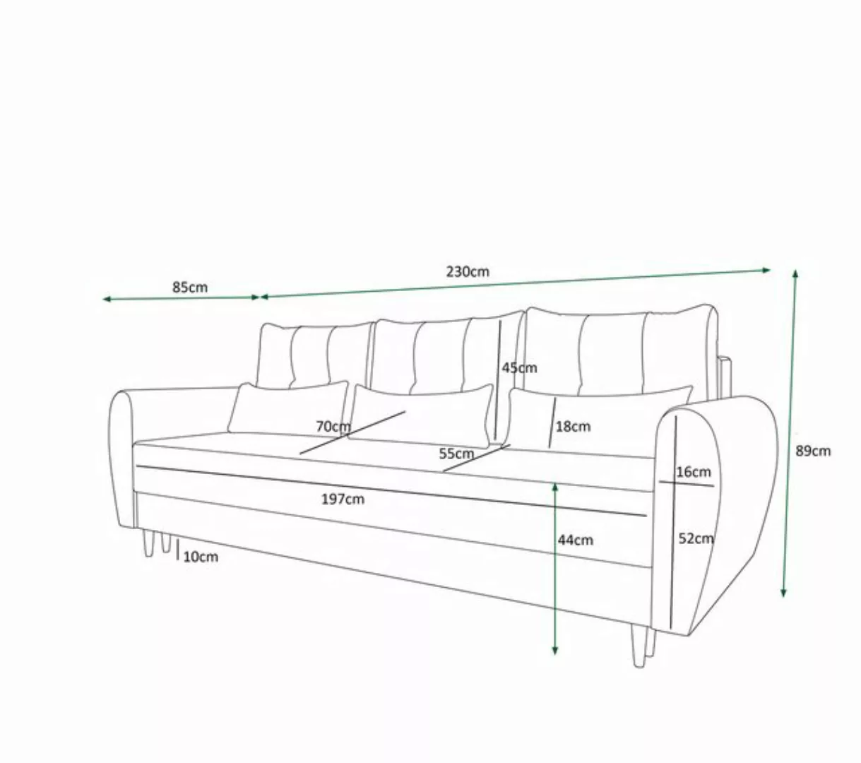 ALTDECOR Sofa PALERMI, Couch mit Schlaffunktion, Bettkasten, Wohnzimmer günstig online kaufen