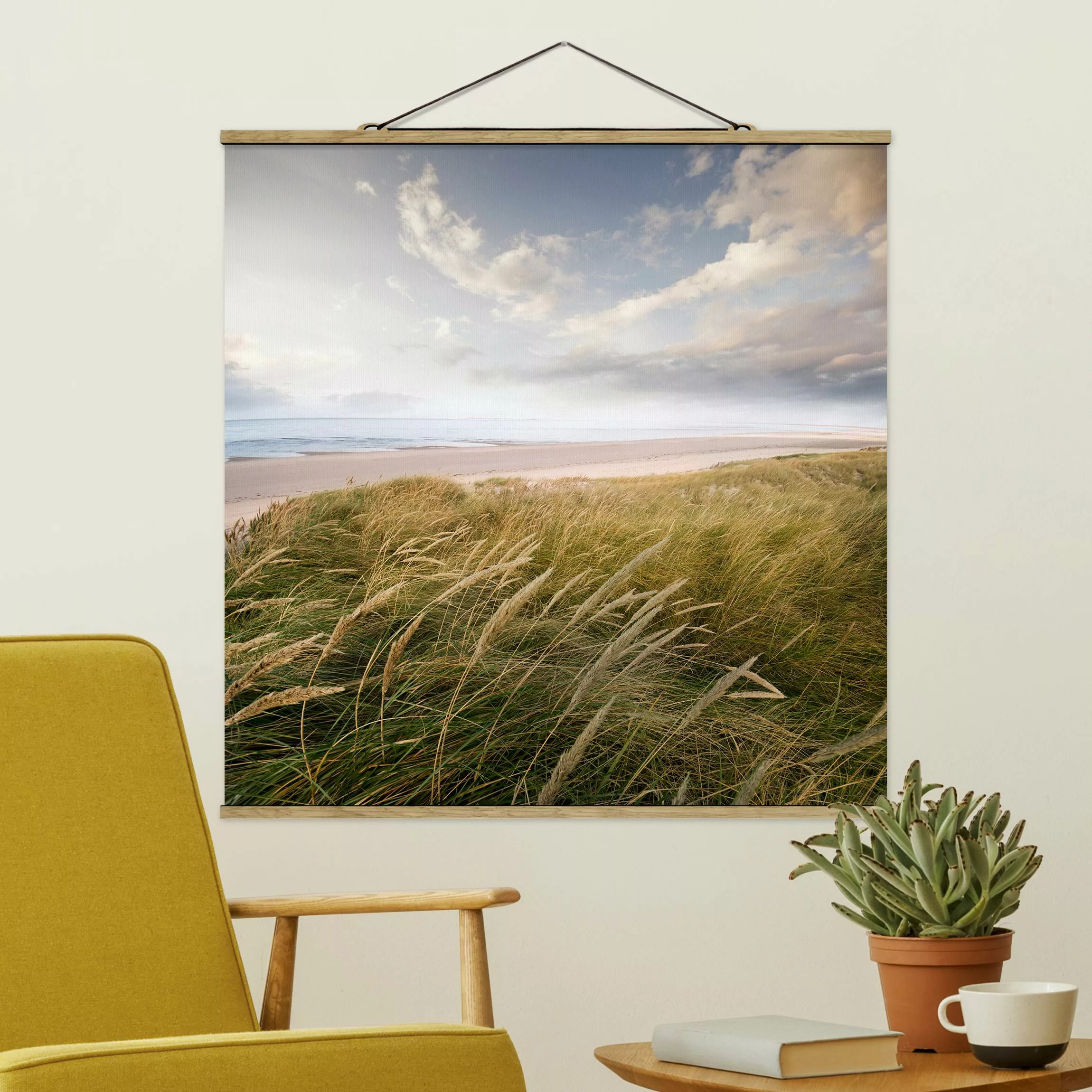Stoffbild Strand mit Posterleisten - Quadrat Dünentraum günstig online kaufen