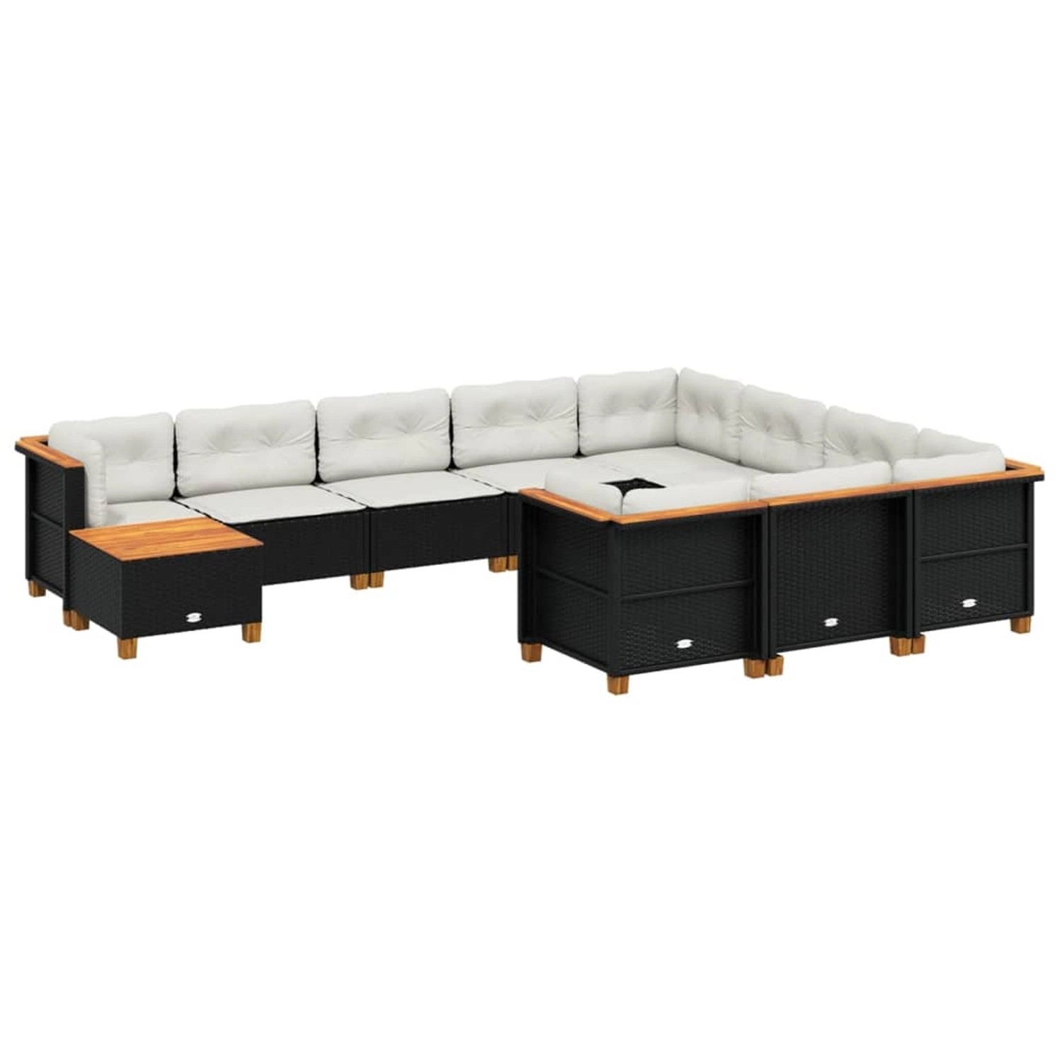 vidaXL 11-tlg Garten-Sofagarnitur mit Kissen Schwarz Poly Rattan Modell 133 günstig online kaufen