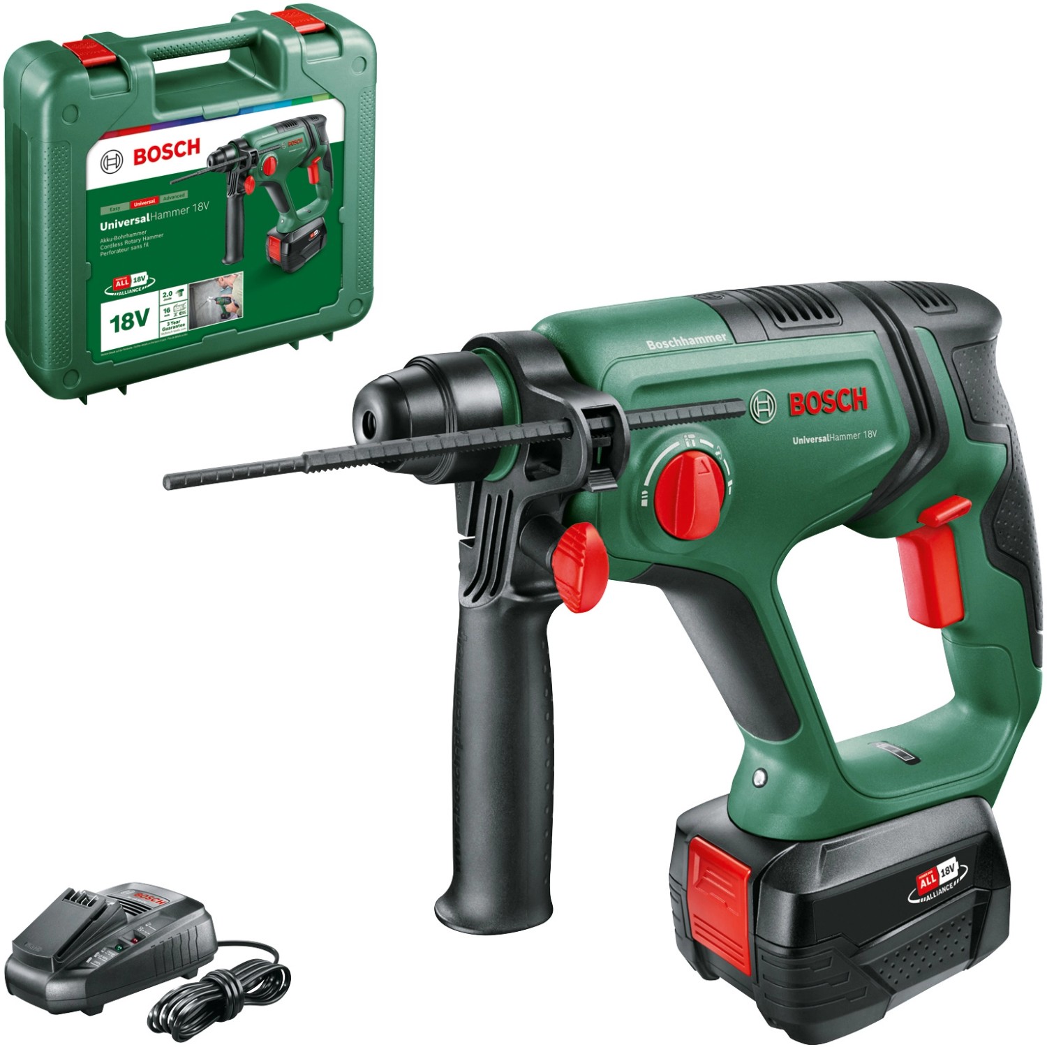 Bosch 18 V Akku-Bohrhammer Bosch Universal Hammer 18V inkl. 4 Ah Akku mit K günstig online kaufen