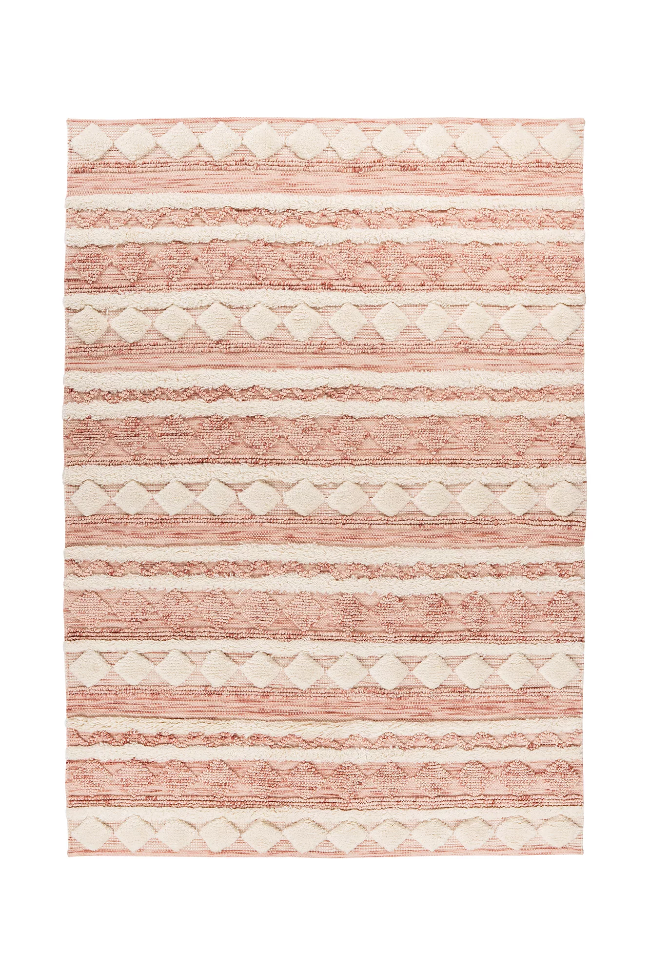 Megusta Wollteppich Bohist 225 Rosa Creme 80cm X 150cm günstig online kaufen