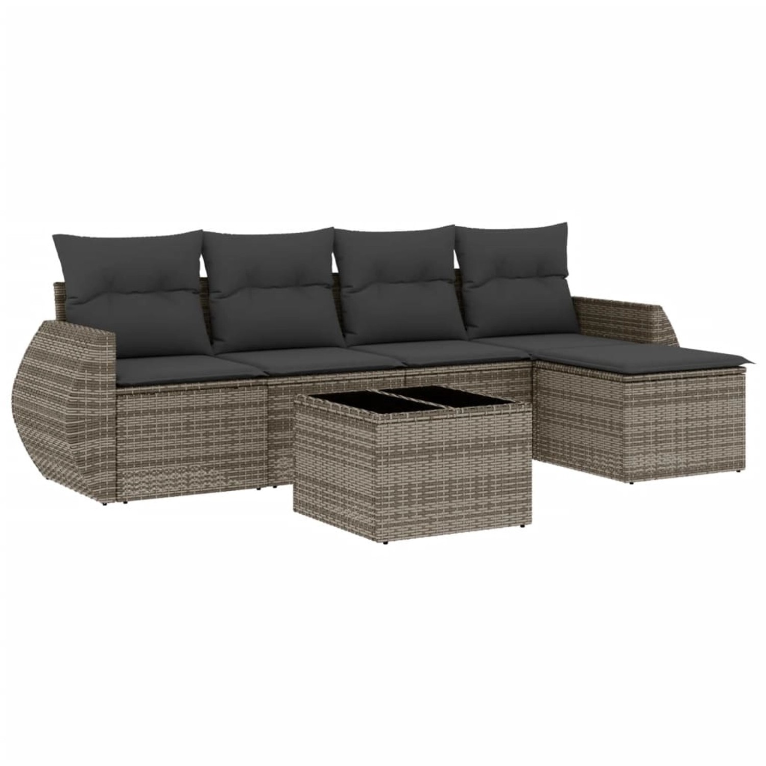 vidaXL 6-Tlg Garten-Sofagarnitur mit Kissen Grau Poly Rattan 3221299 günstig online kaufen