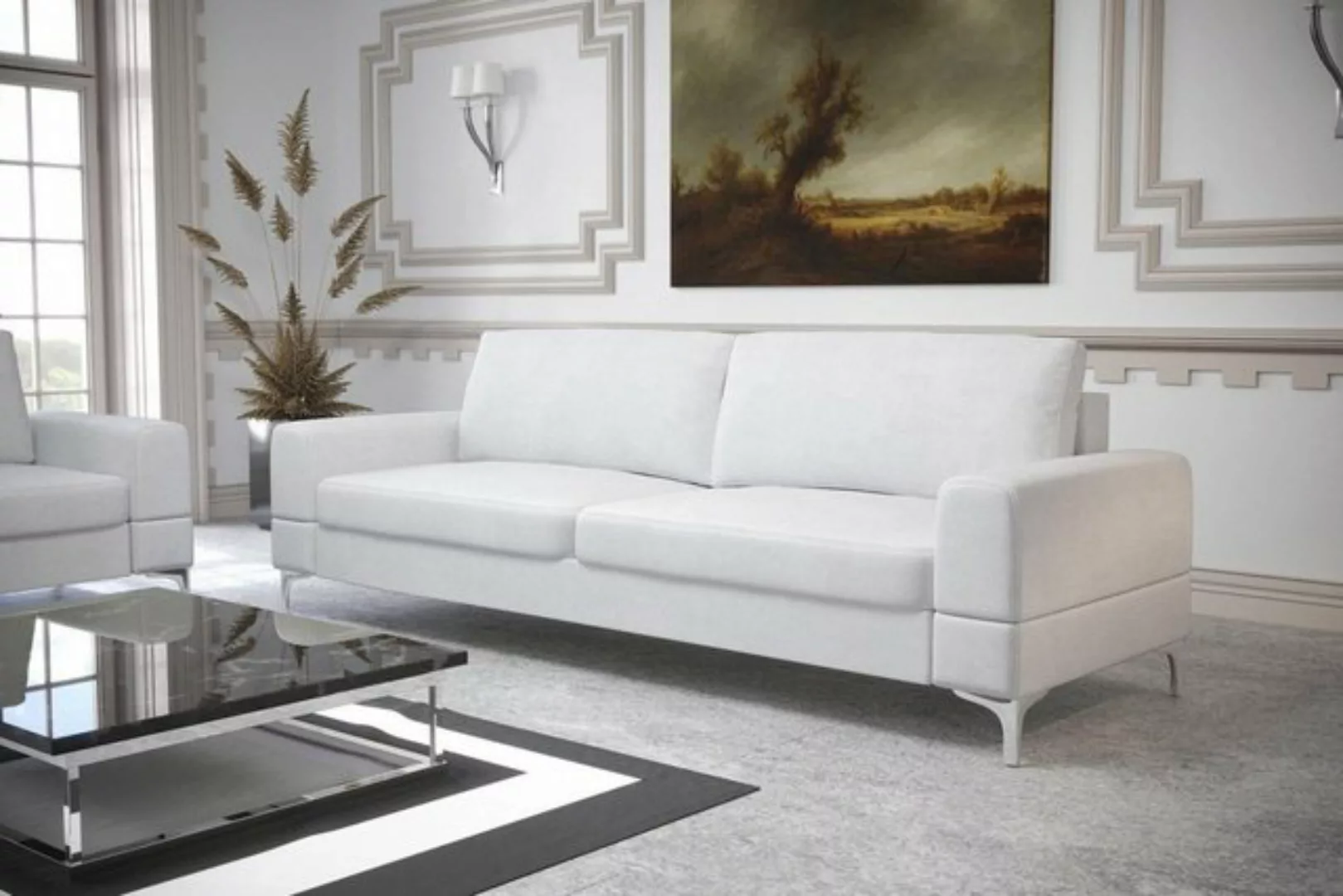 JVmoebel Sofa Modernes Weißes Sofa Dreisitzer Luxus Couch Kunstleder Möbel günstig online kaufen