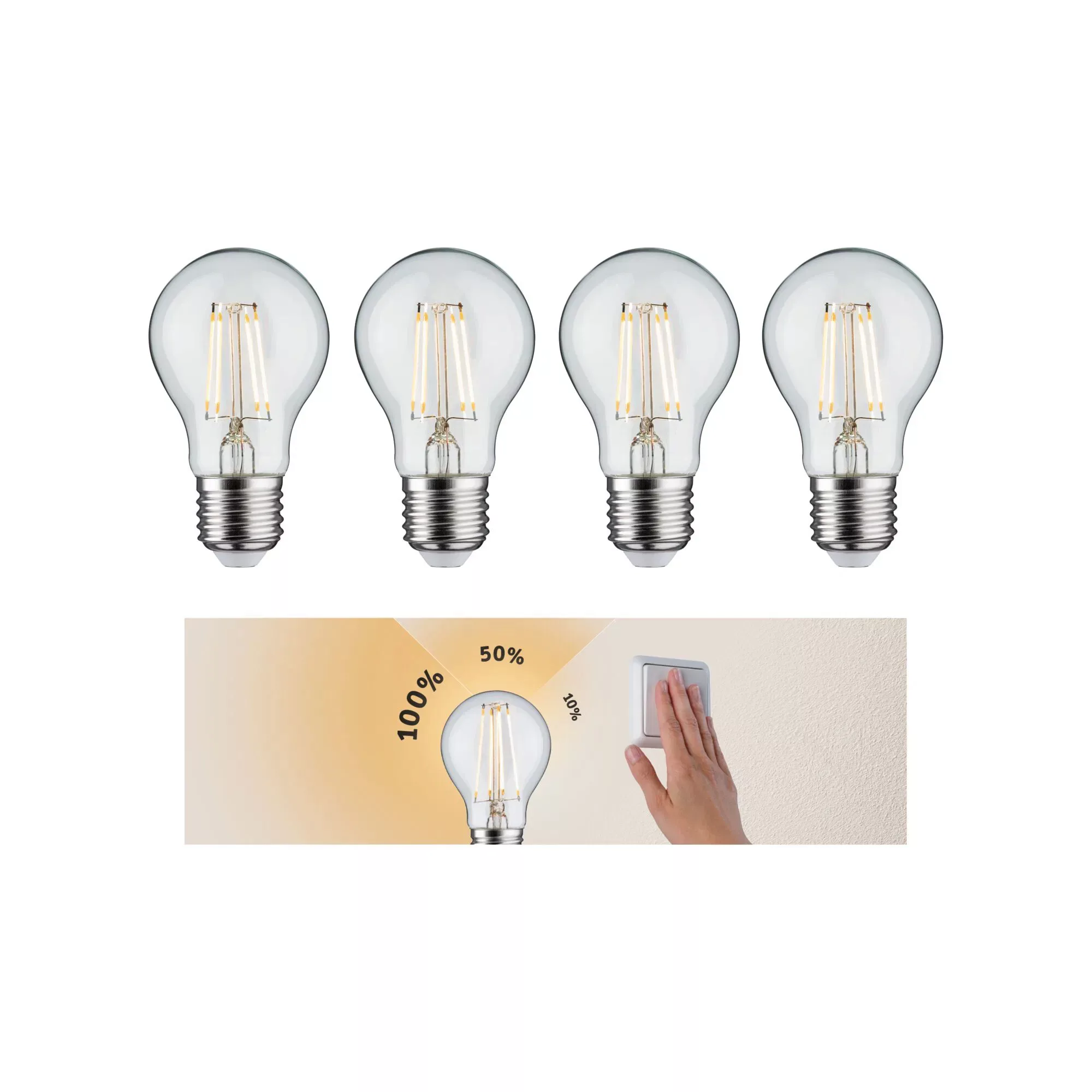 Paulmann "Filament 230V 3-Step-Dim LED Birne E27 4x470lm 4x5W 2700K dimmbar günstig online kaufen