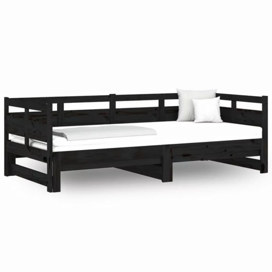 vidaXL Gästebett Tagesbett Gästebett Ausziehbar Schwarz Massivholz Kiefer 2 günstig online kaufen