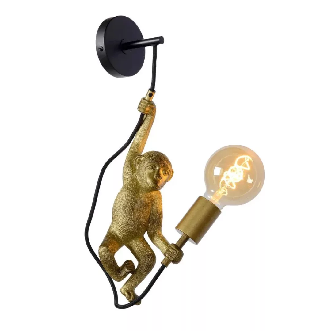 Wandleuchte Extravaganza Chimp, gold matt/schwarz günstig online kaufen