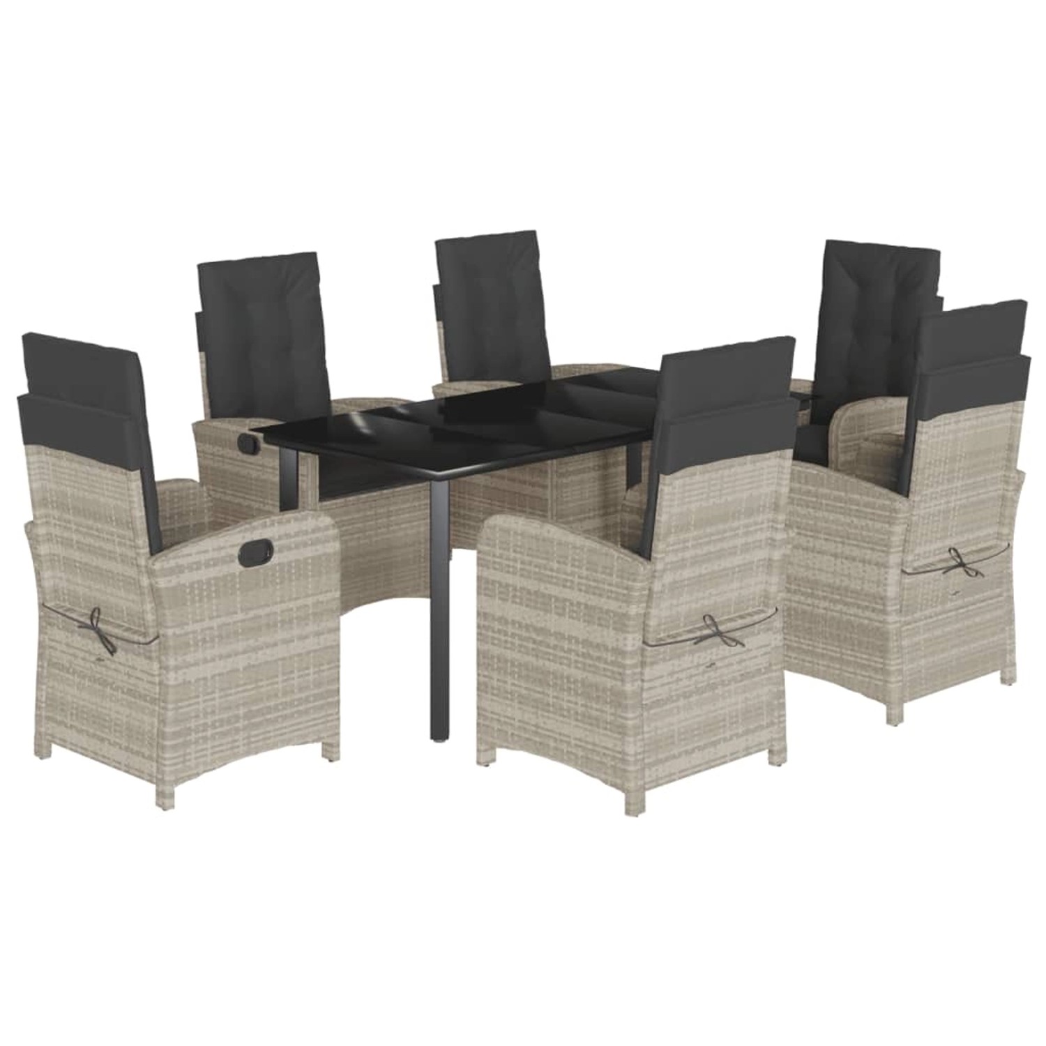 vidaXL 7-Tlg Garten-Essgruppe mit Kissen Hellgrau Poly Rattan 3212858 günstig online kaufen