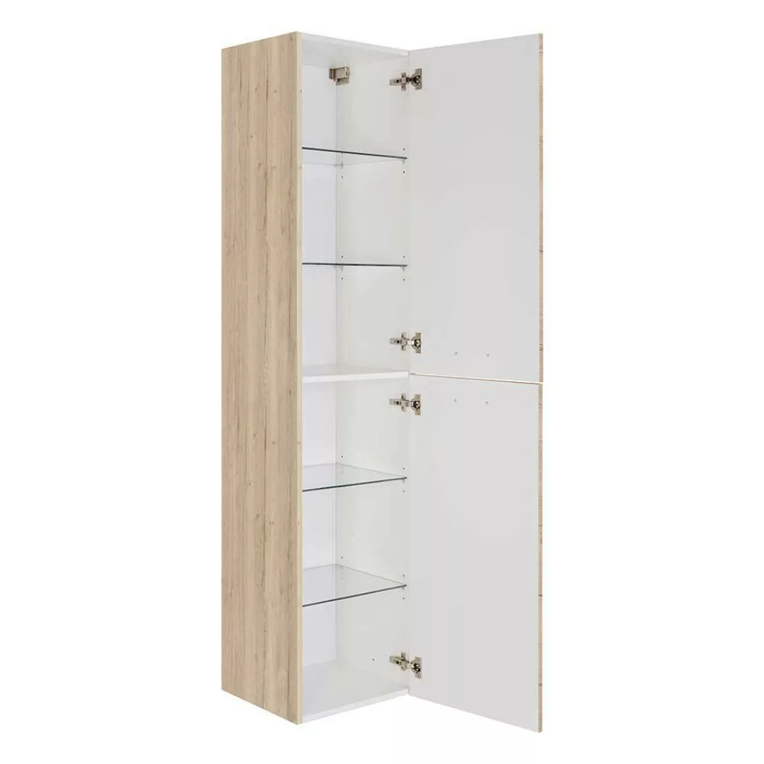 Montierter Badhochschrank in Eiche Bianco 179 cm hoch - 40 cm breit günstig online kaufen