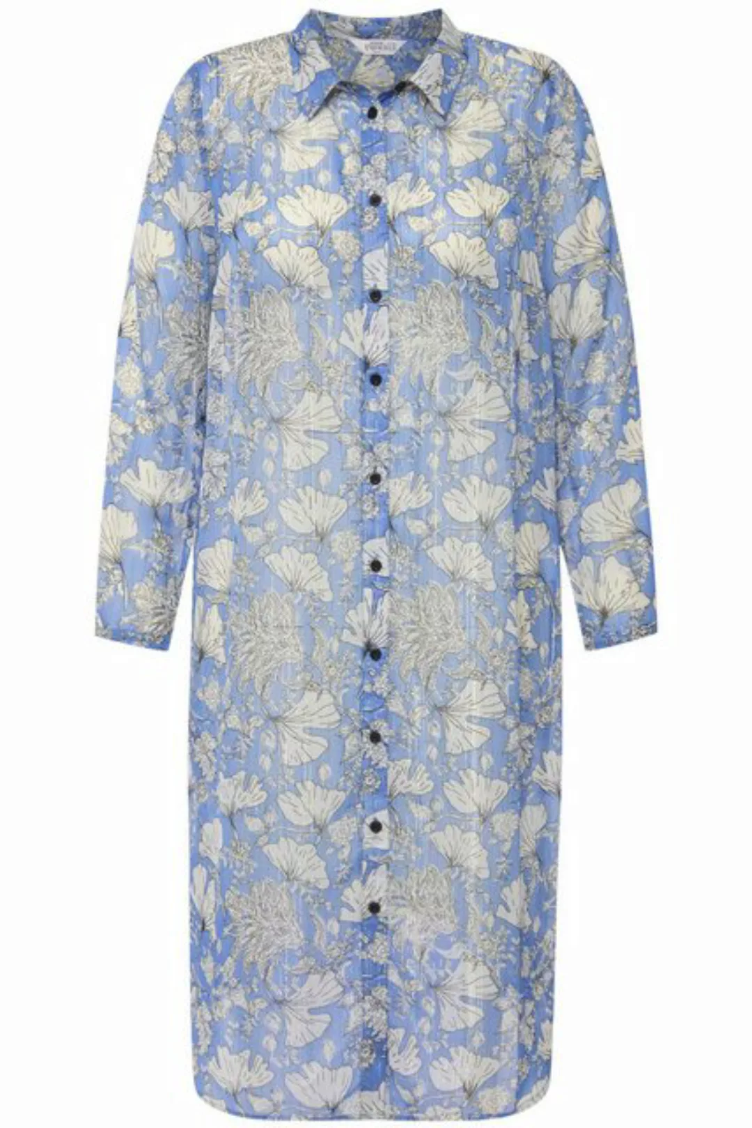 Studio Untold Longbluse Longbluse Chiffon Flower Print Hemdkragen Langarm günstig online kaufen