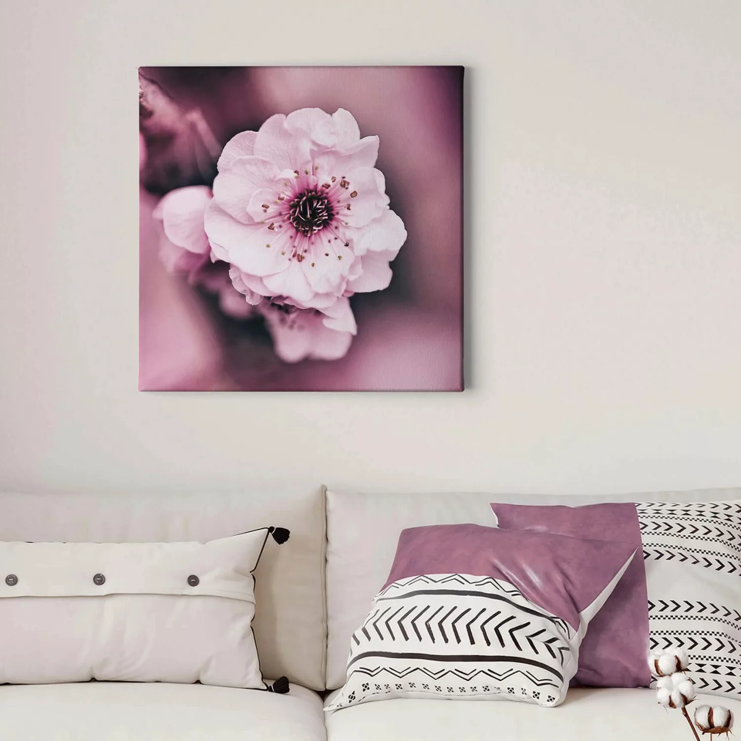 Bricoflor Leinwand Bild Mit Rosa Blüte Blumen Leinwandbild Ideal Für Schlaf günstig online kaufen